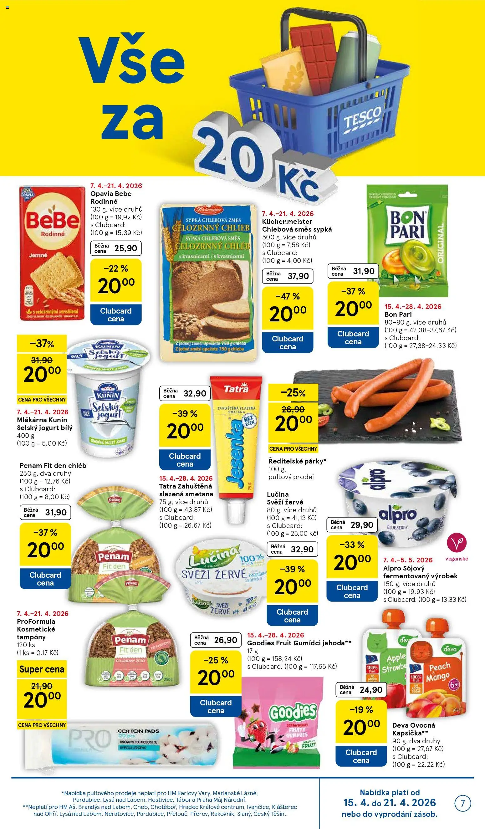 Tesco leták - Hypermarket od 15.04.2026 | Strana: 7 | Produkty: Jogurt, Tampony, Bebe, Alpro