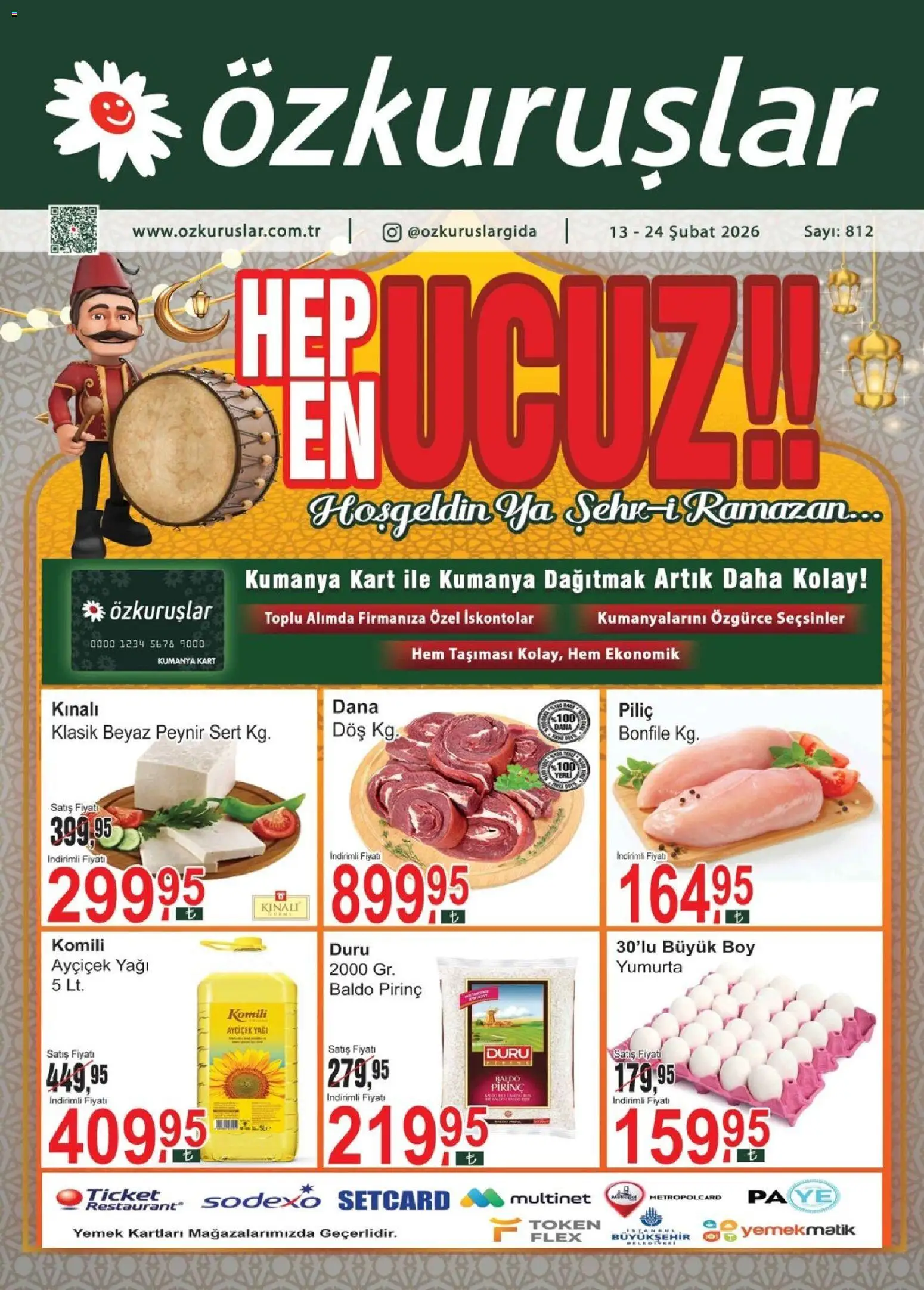 Özkuruşlar Katalog - 13.02.2026 tarihinden itibaren geçerlidir | Sayfa: 1 | Ürünler: Peynir, Yumurta, Pirinç, Piliç