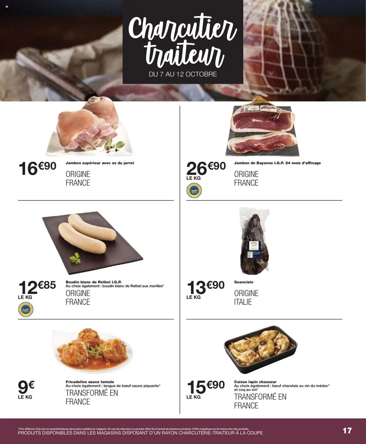 {H1} | Page: 17 | Produits: Lapin, Langue de bœuf, Jambon, Vin