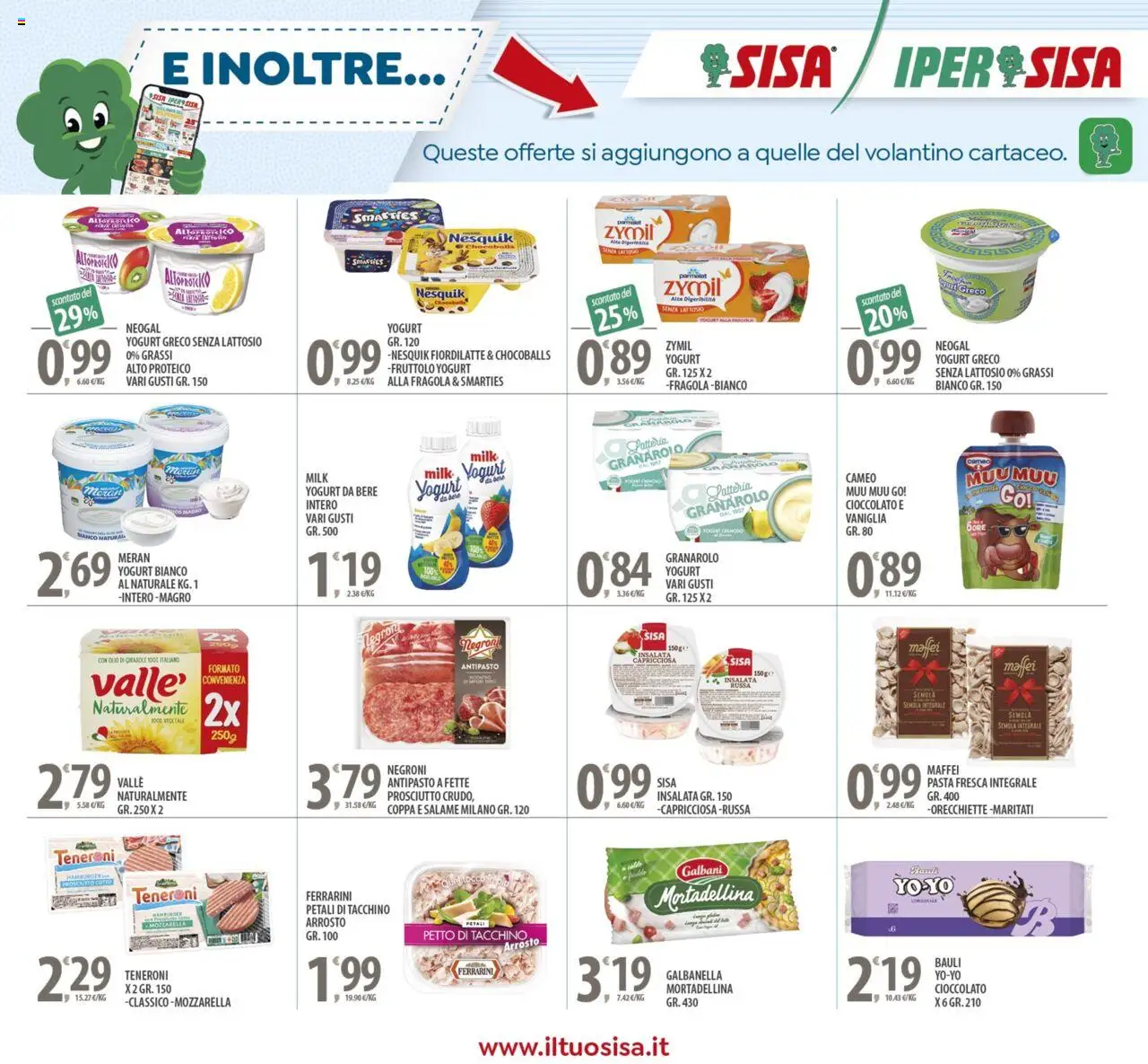 Volantino SISA del 08.08.2025 | Pagina: 17 | Prodotti: Yogurt, Tacchino, Prosciutto, Hamburger
