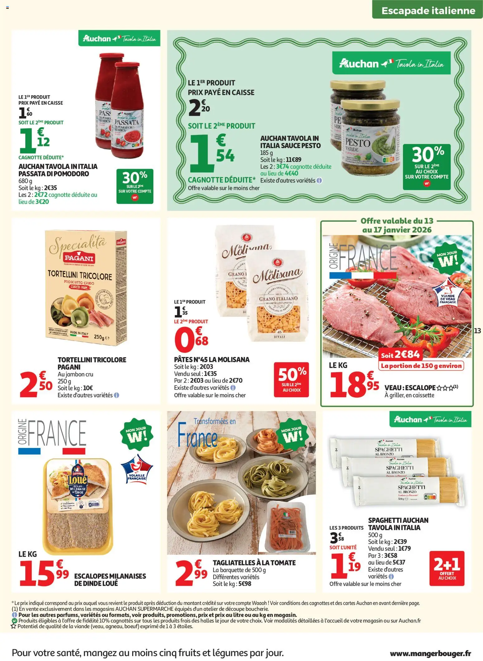 {H1} | Page: 13 | Produits: Jambon Cru, Spaghetti, Jambon, Viande