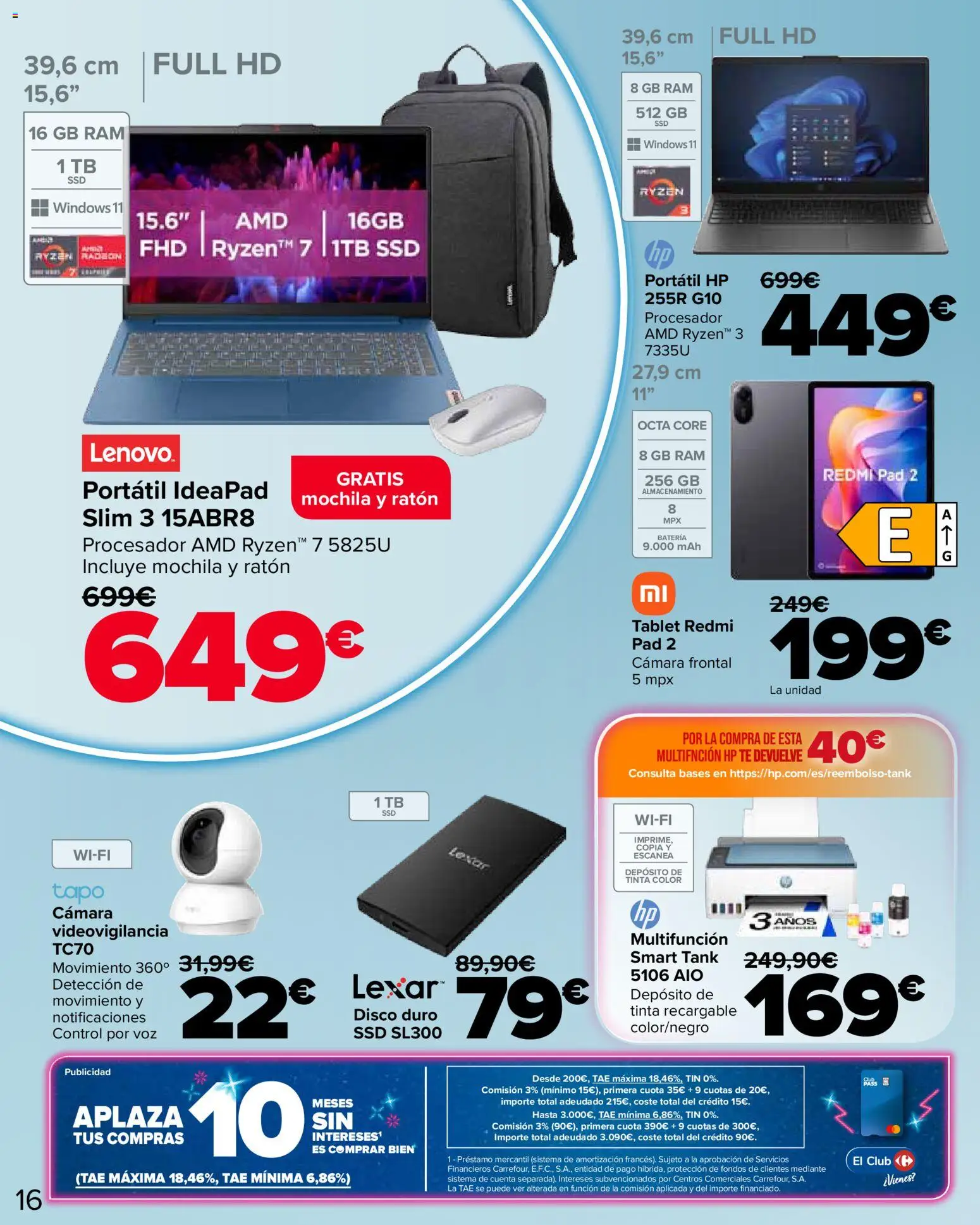 Carrefour Semana santa │ válido desde el 11.03.2026 | Página: 16 | Productos: Portátil HP, Té, Tablet, Cámara