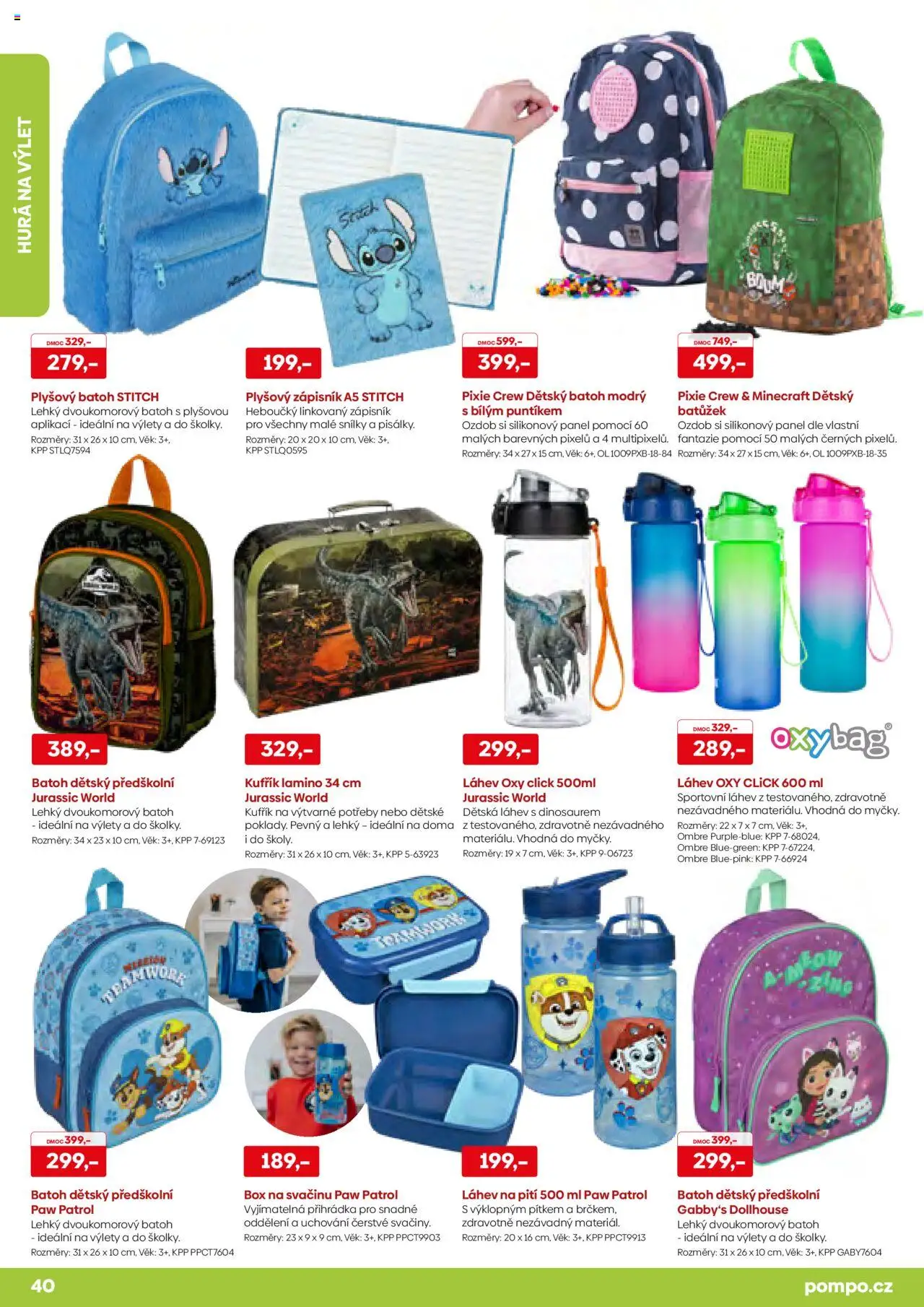 POMPO katalog Léto 2025 od 16.05.2025 | Strana: 40 | Produkty: Kufřík, Zápisník, Gabby's Dollhouse, Stitch