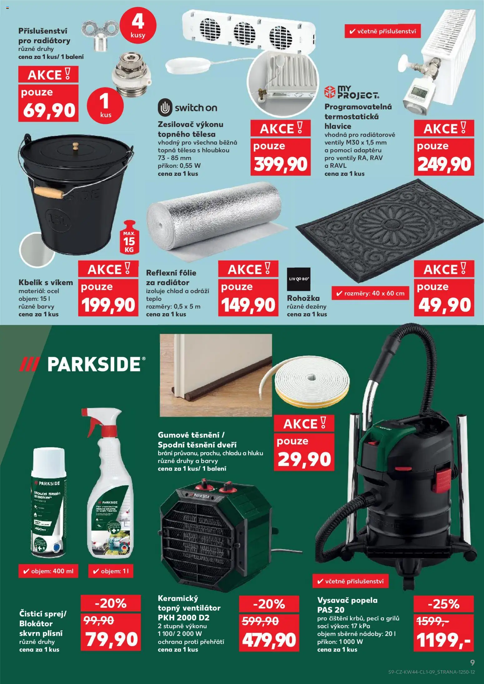 Kaufland leták - Kolín od 29.10.2025 | Strana: 9 | Produkty: Parkside, Switch On, Kbelík, Barvy