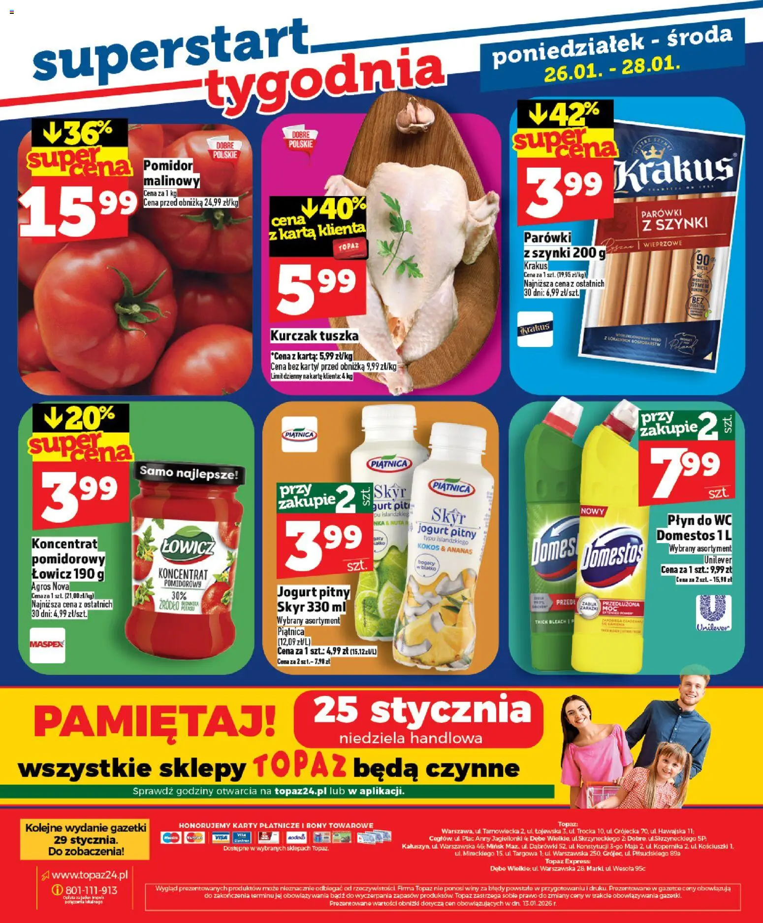 Topaz Gazetka MAZ od 22.01.2026 | Strona: 28 | Produkty: Jogurt pitny, Parówki z szynki, Parówki, Skyr