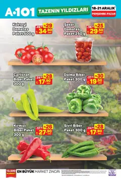 18.12.2025 tarihinden itibaren geçerli olan A101 kataloğu önizlemesi | Sayfa: 3 | Ürünler: Domates, Şeker, Biber, Kırmızı biber