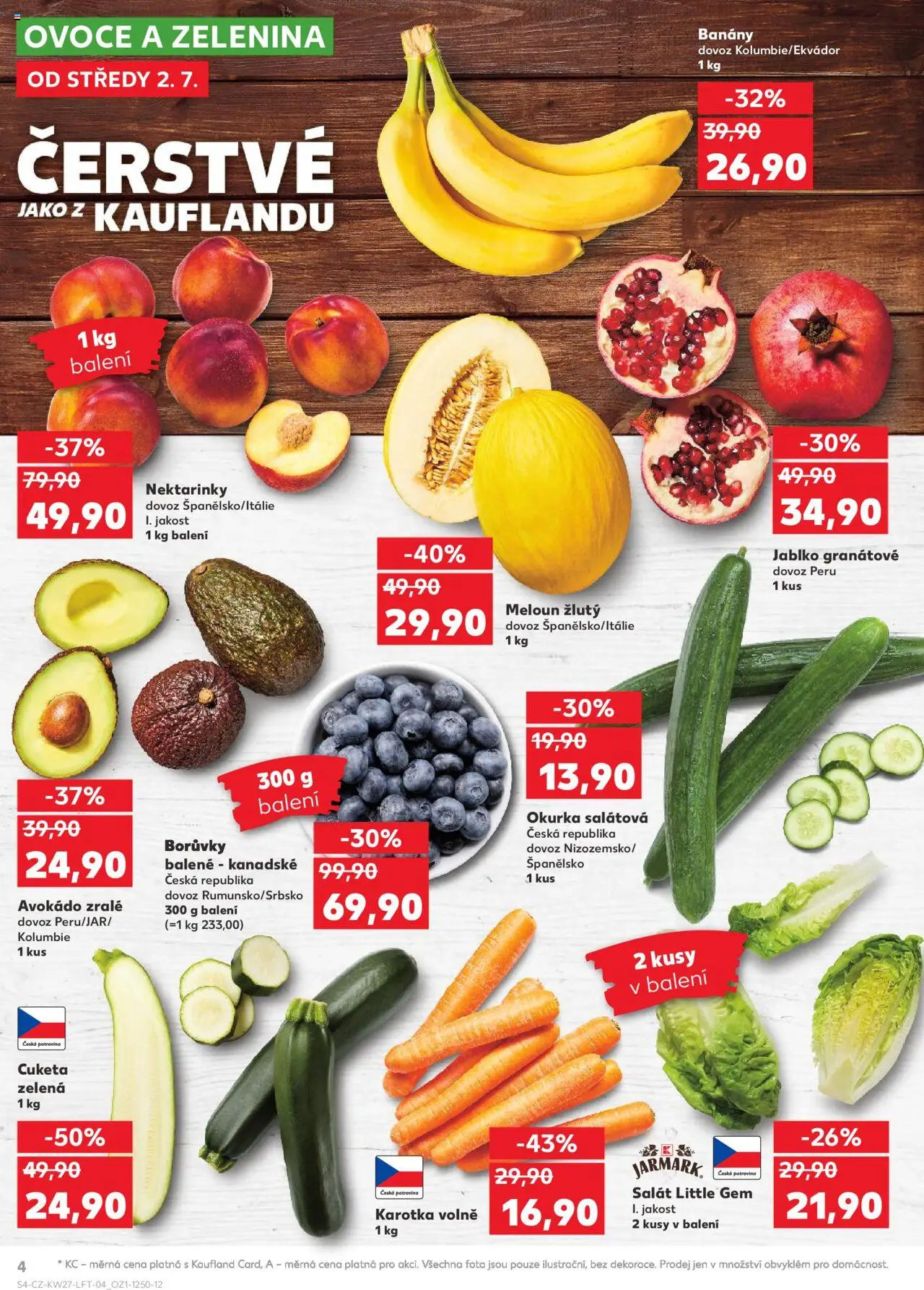 Kaufland leták od 02.07.2025 | Strana: 4 | Produkty: Ovoce a zelenina, Salát, Cuketa, Avokádo