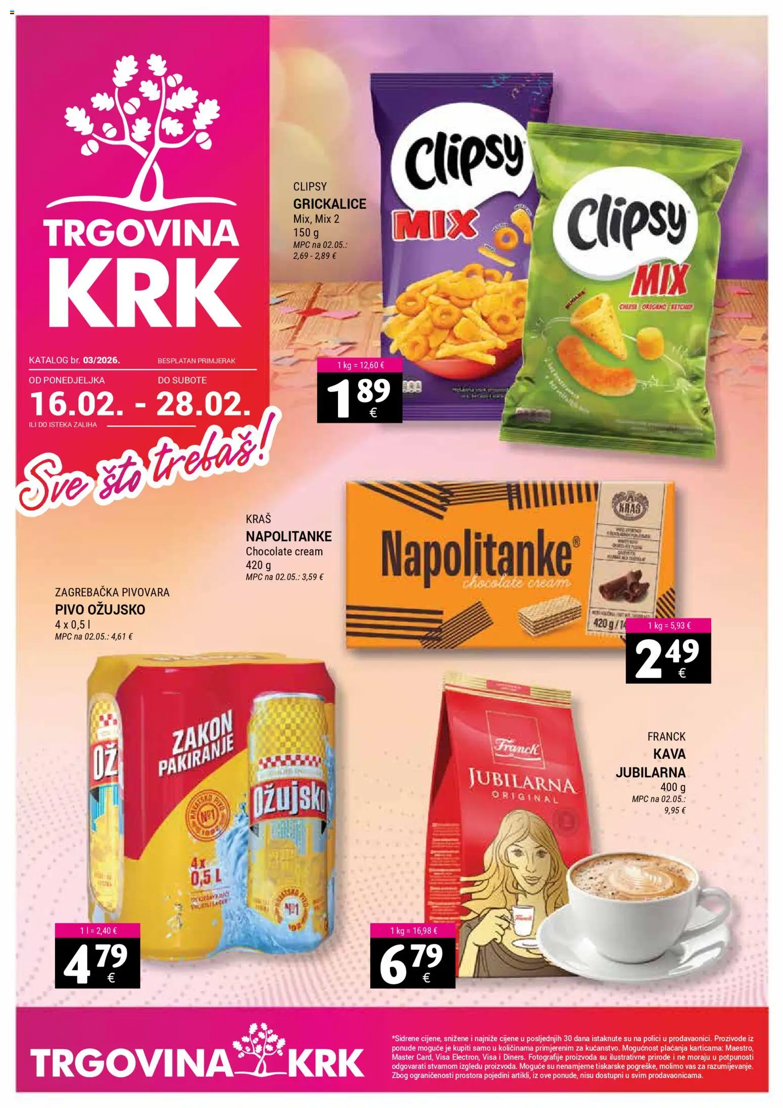 Trgovina Krk katalog | vrijedi od 16.02.2026 | Stranica: 1 | Proizvodi: Kava, Pivo, Ožujsko, Napolitanke