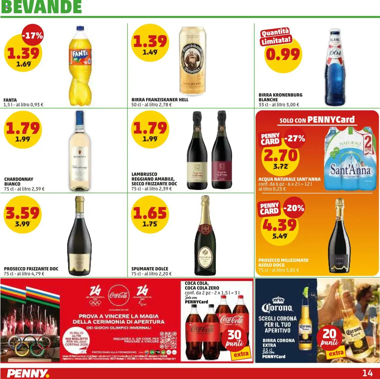 Volantino PENNY del 25.09.2025 | Pagina: 14 | Prodotti: Prosecco, Spumante, Fanta, Coca Cola Zero