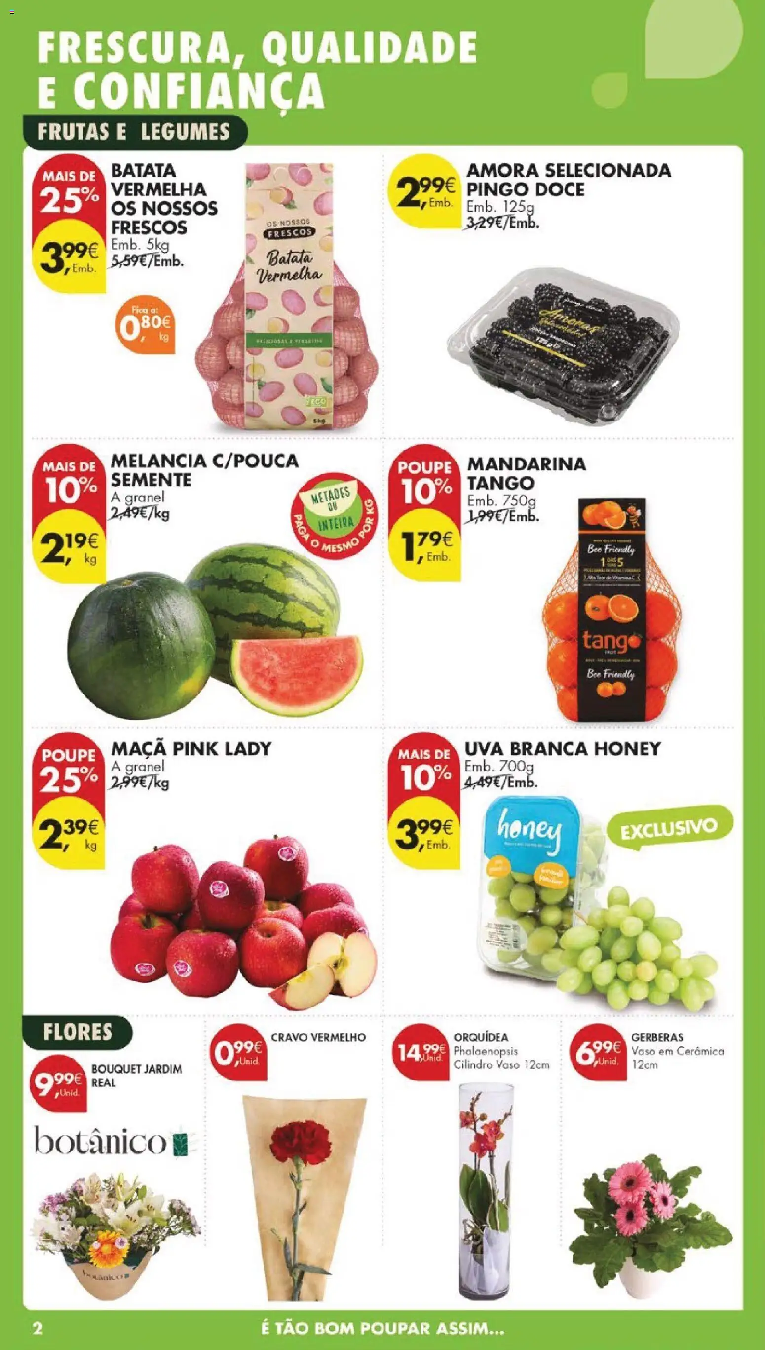 Pingo Doce folheto │ válido de 21.04.2026 | Página: 2 | Produtos: Batata, Flores, Melancia, Amoras