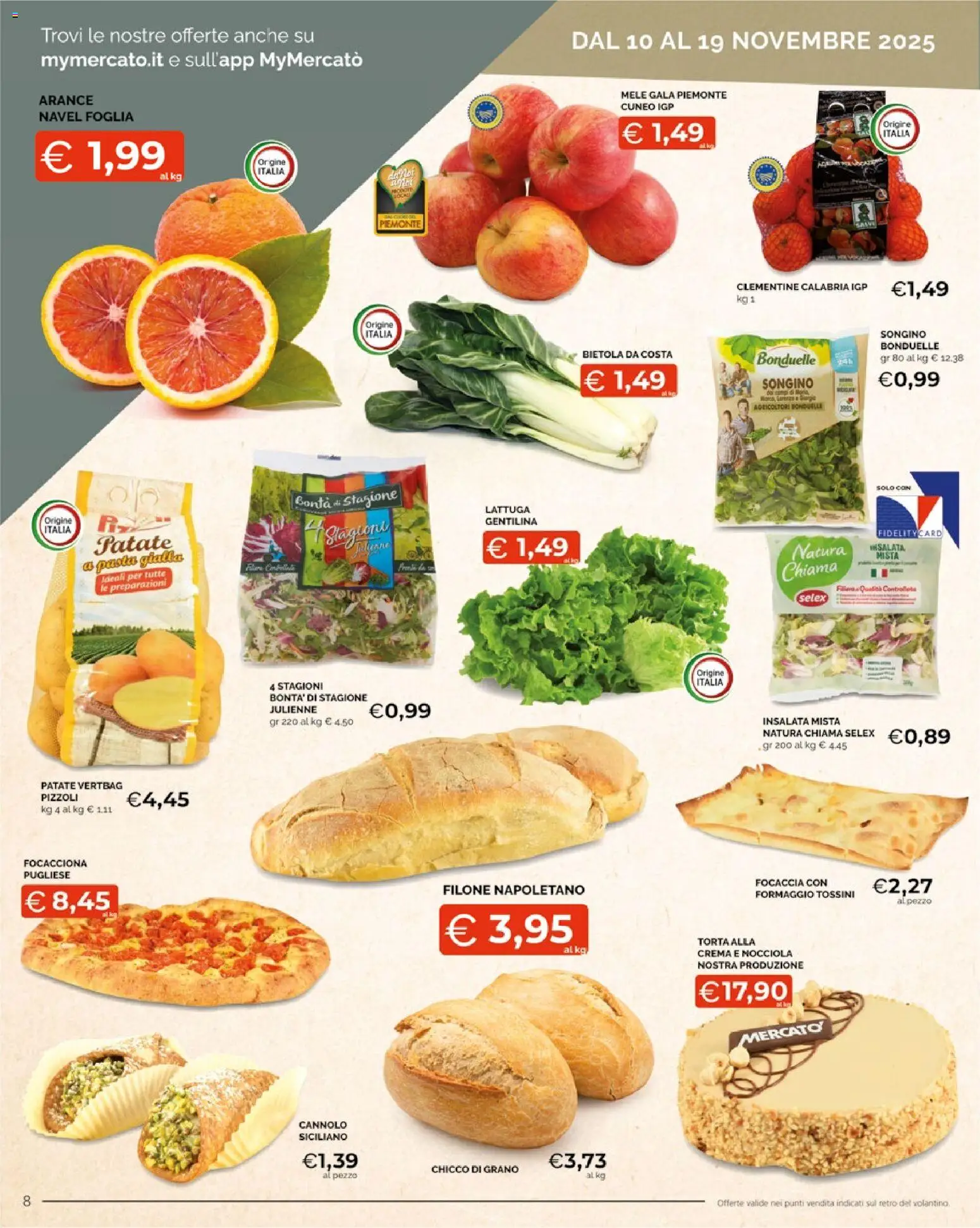 Volantino Mercatò del 10.11.2025 | Pagina: 8 | Prodotti: Crema, Arance, Pasta, Lattuga