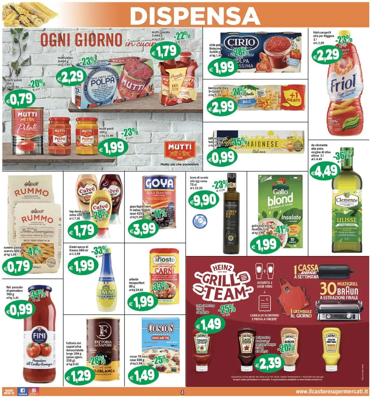 Volantino Il Castoro del 06.08.2025 | Pagina: 4 | Prodotti: Olio, Mutti passata, Mutti, Olio per friggere