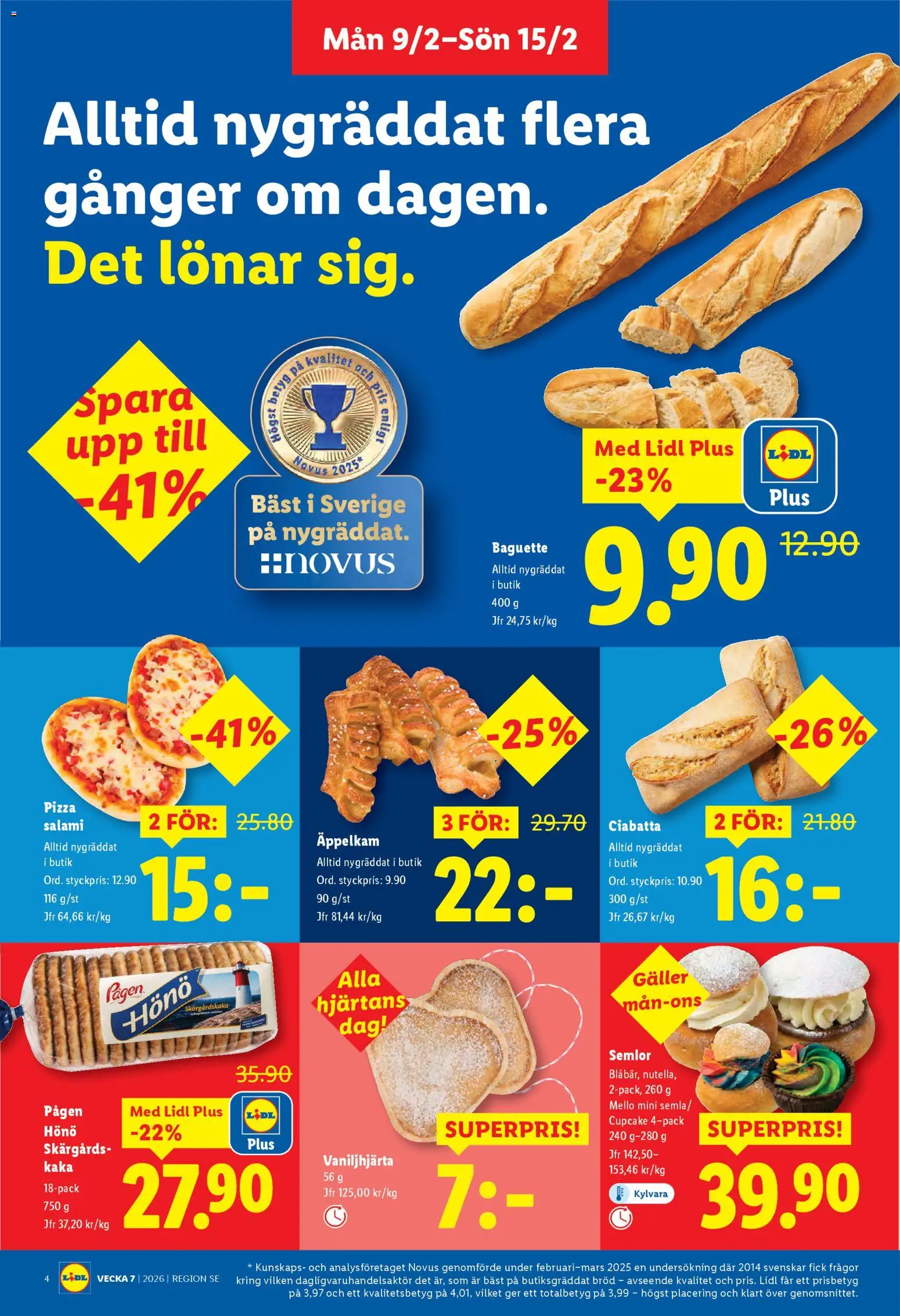 Lidl reklamblad aktuell från 09.02.2026 | Sida: 4 | Produkter: Baguette, Galler, Bröd, Salami