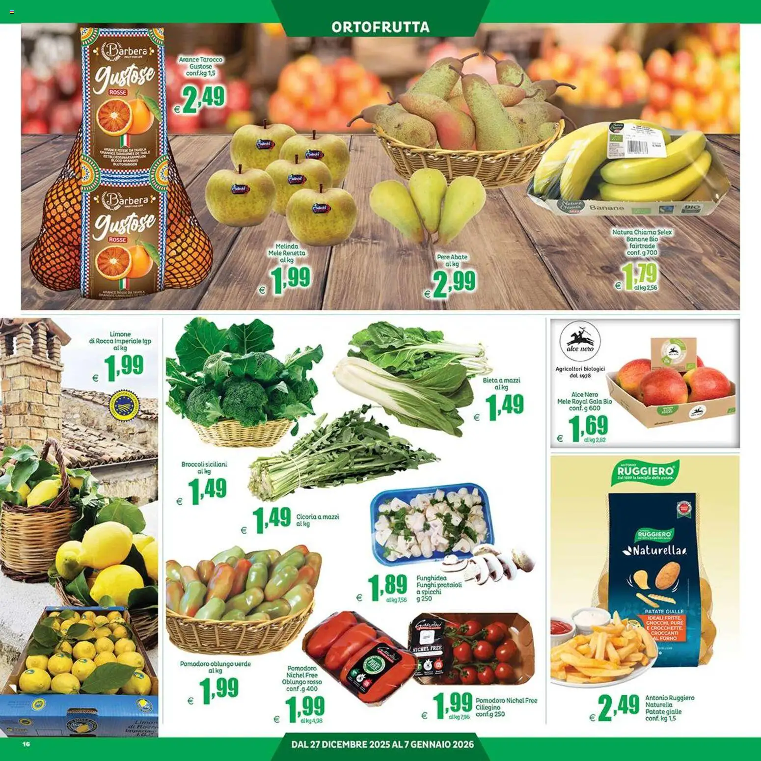 Volantino Elite Supermercati del 27.12.2025 | Pagina: 16 | Prodotti: Arance, Pomodoro, Funghi, Forno