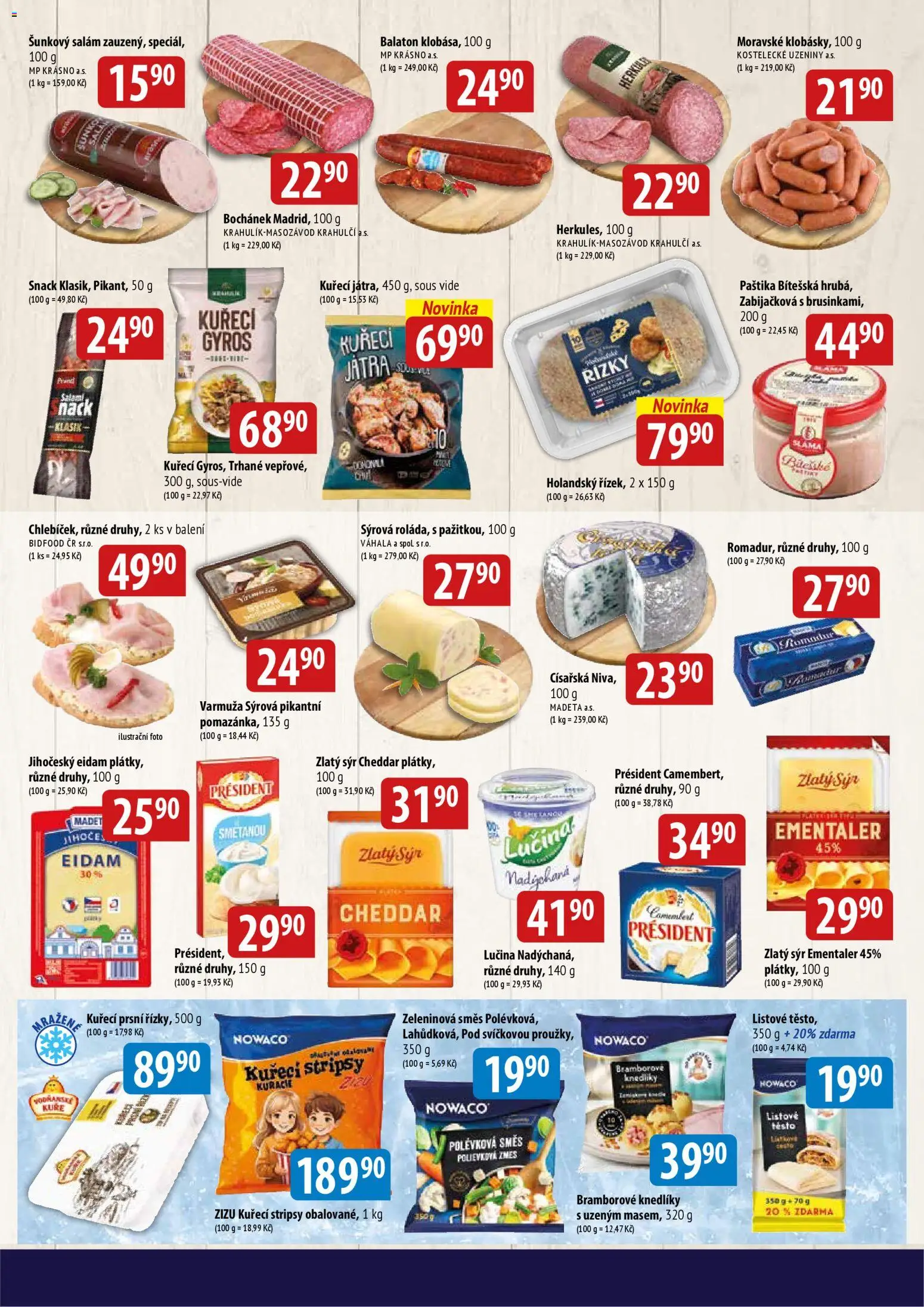 BALA velký leták od 01.04.2026 | Strana: 3 | Produkty: Lučina, Šunkový salám, Kuřecí stripsy, Paštika