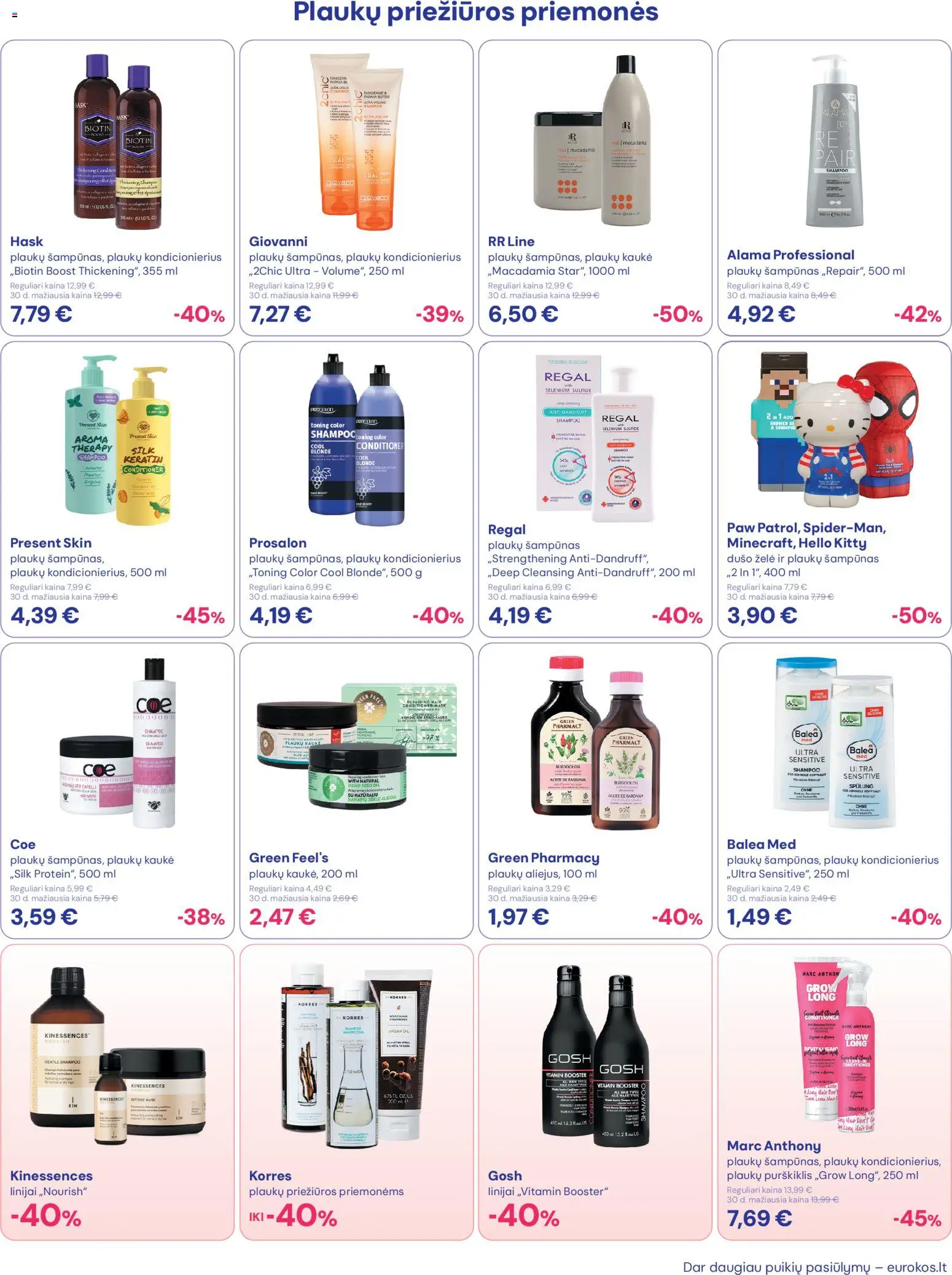 Eurokos akcijos nuo 30.04.2026 | Puslapis: 7 | Prekių: Šampūnas, Plaukų kaukė, Kaukė, Dušo želė