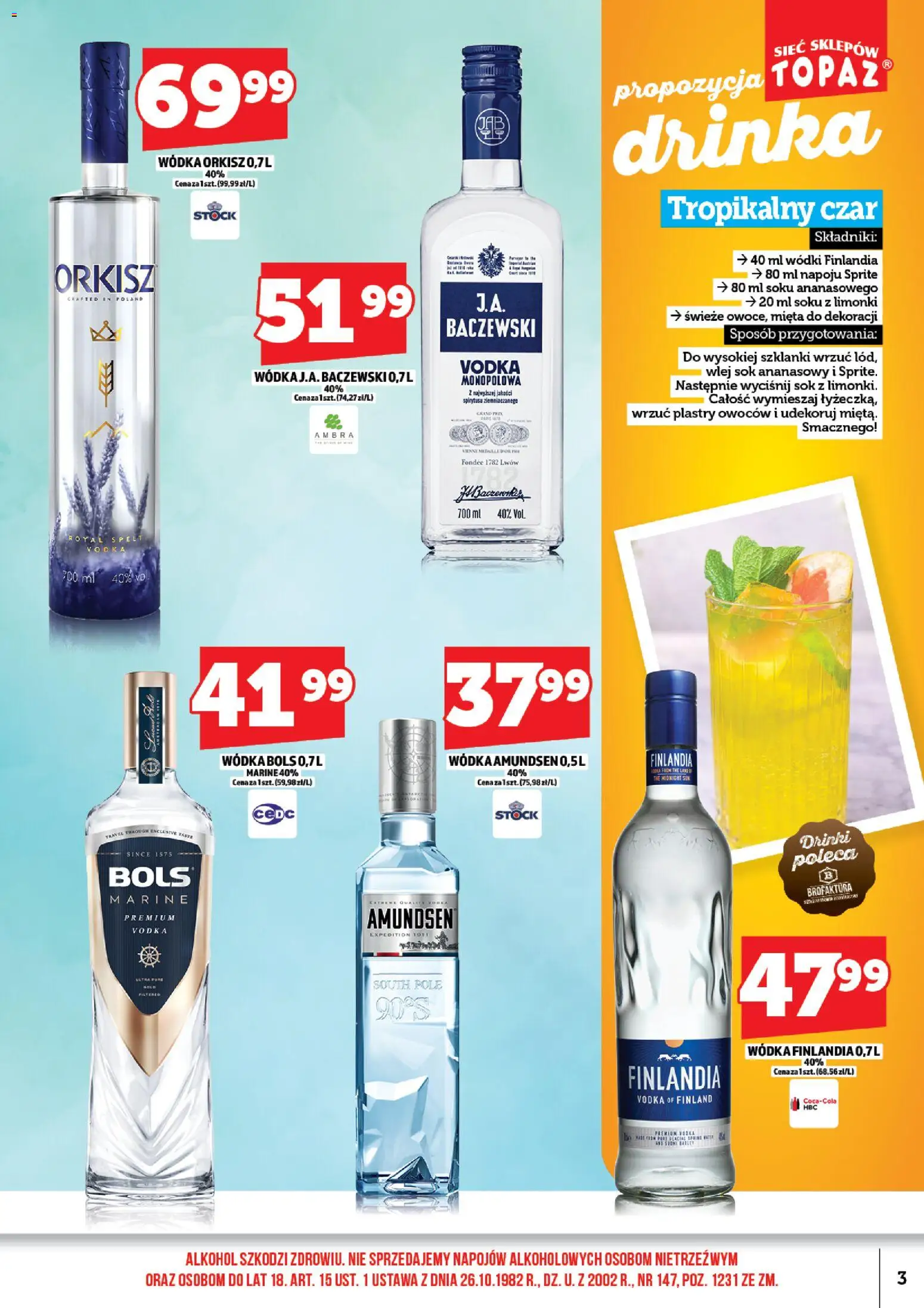 Topaz Gazetka alkoholowa od 01.03.2026 | Strona: 5 | Produkty: Wódka finlandia, Mięta, Vodka, Wódka