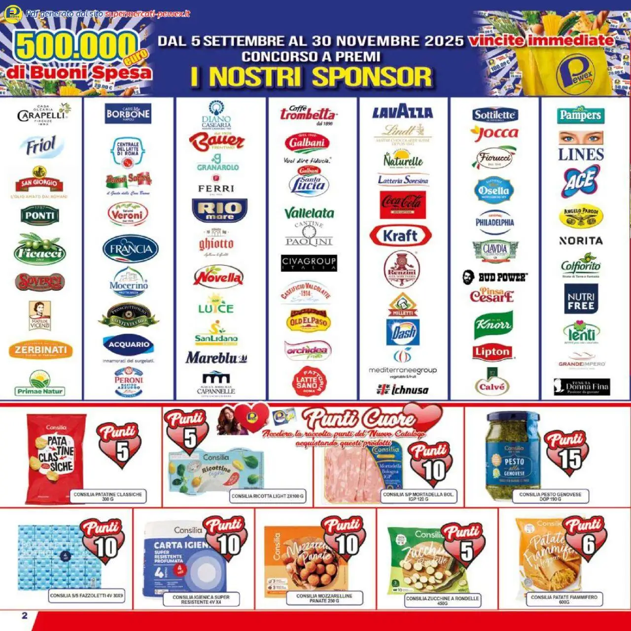 Volantino Pewex del 17.10.2025 | Pagina: 2 | Prodotti: Fazzoletti, Pampers, Zucchine, Orchidea