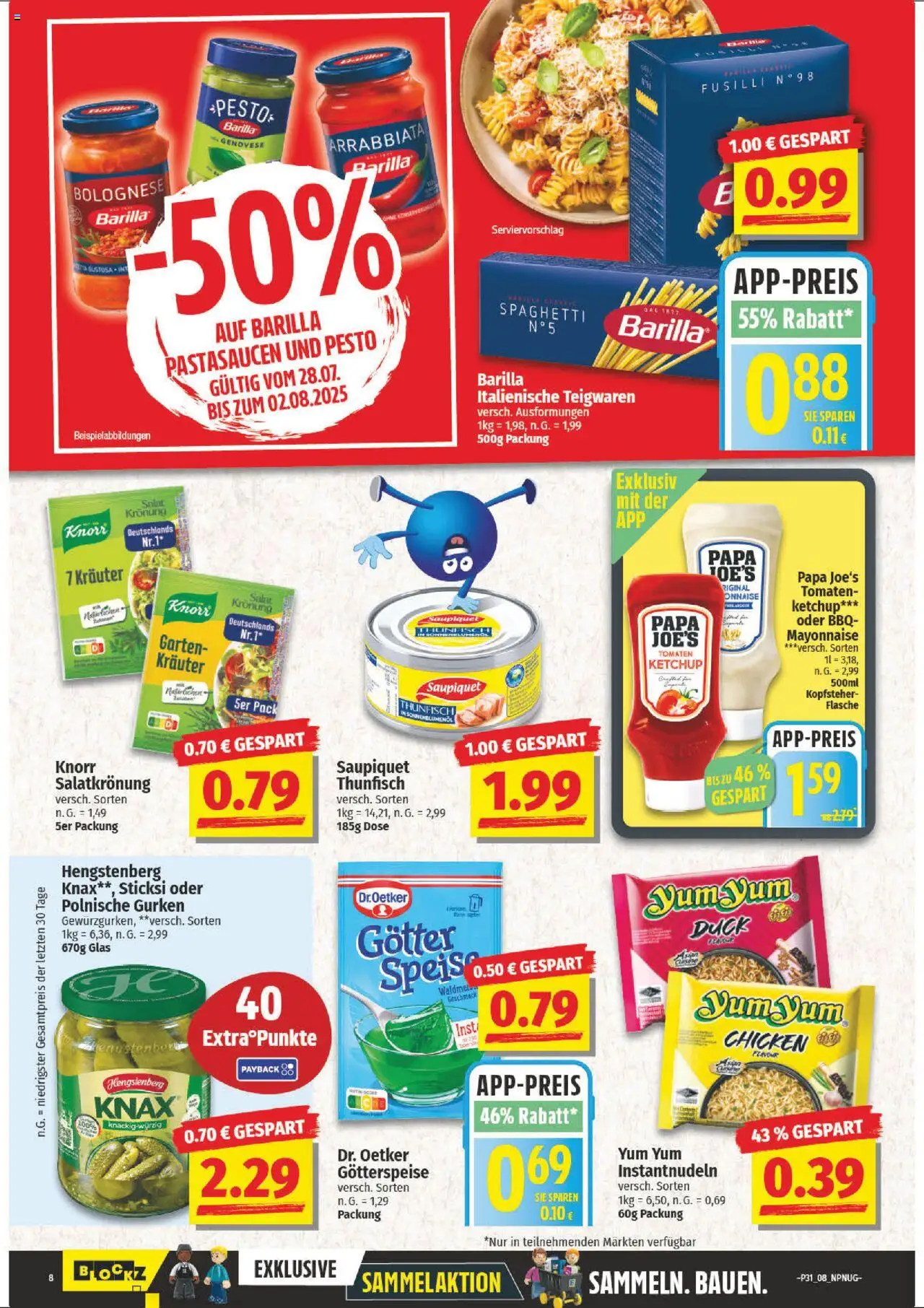 NP Discount Prospekt 	 - gültig ab dem 28.07.2025 | Seite: 8 | Produkte: Barilla, Sonnenblumenol, Knorr, Ketchup