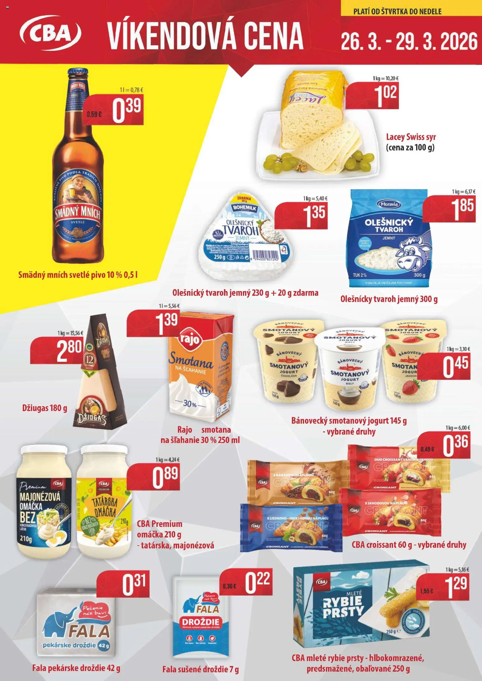 Nové Nitrazdroj akcie – leták je platný od 26.03.2026 | Strana: 1 | Produkty: Jogurt, Čokoláda, Smädný Mních, Tvaroh