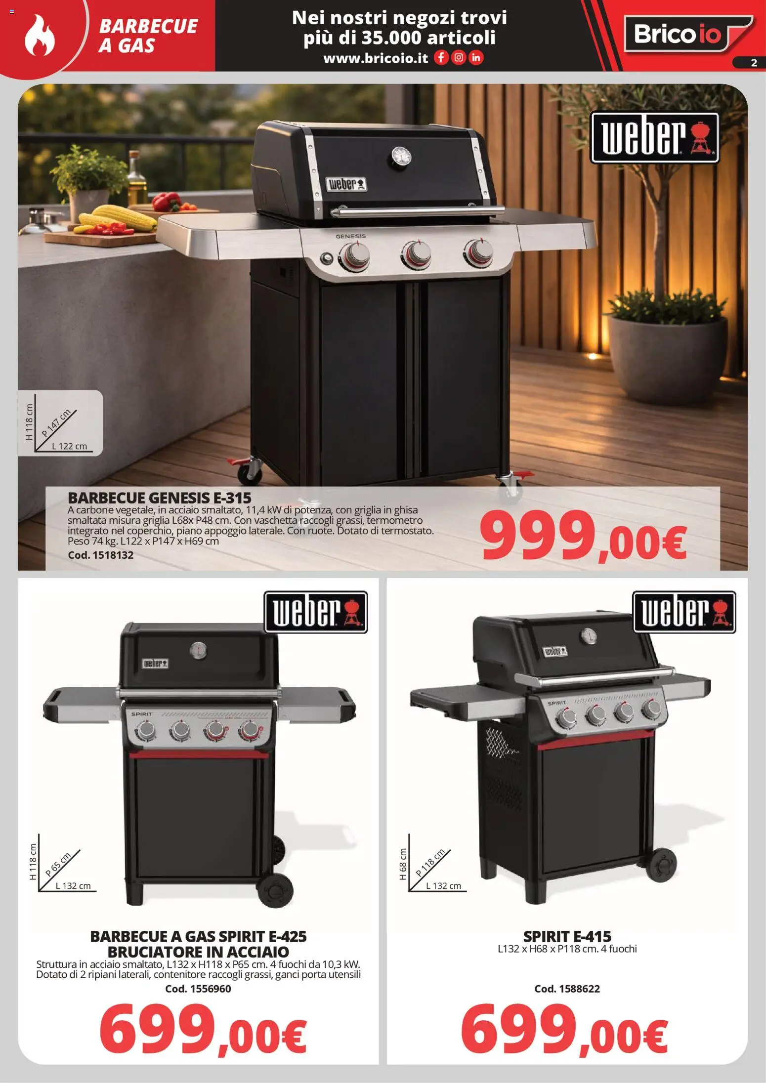 Volantino Brico io del 30.03.2026 | Pagina: 2 | Prodotti: Barbecue, Barbecue a gas, Contenitore, Griglia