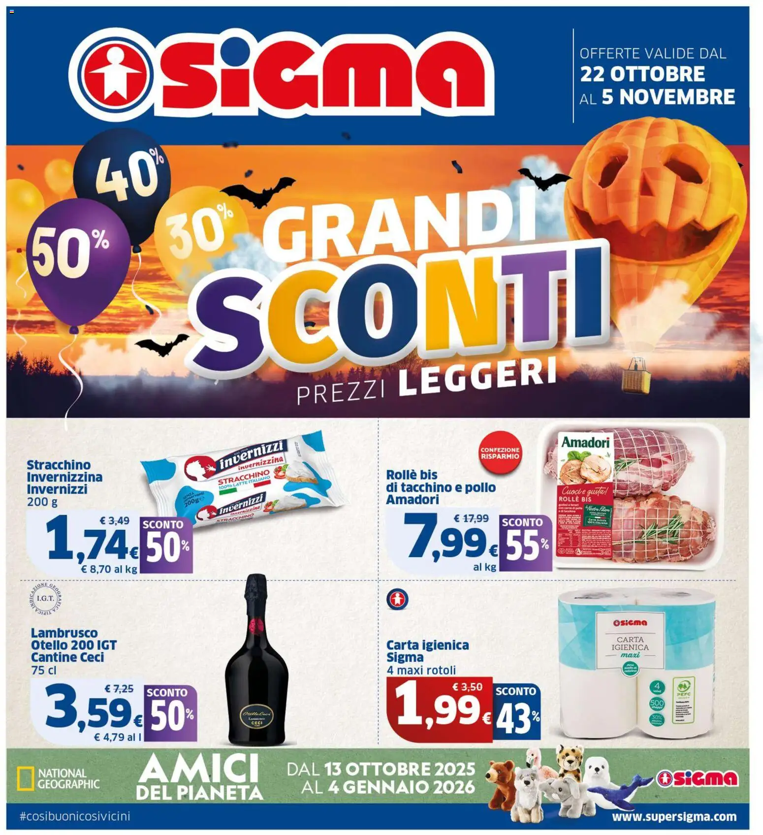 Volantino SIGMA del 22.10.2025 | Pagina: 1 | Prodotti: Carta igienica, Ceci, Tacchino, Stracchino