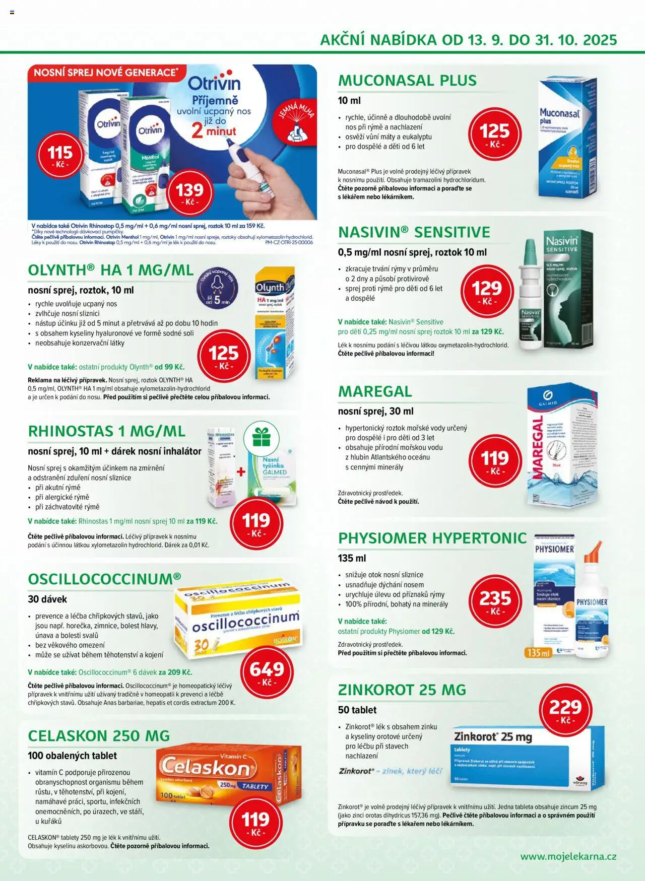 Moje lékárna leták od 13.09.2025 | Strana: 5 | Produkty: Vitamin c, Inhalátor, Tablet, Muconasal Plus