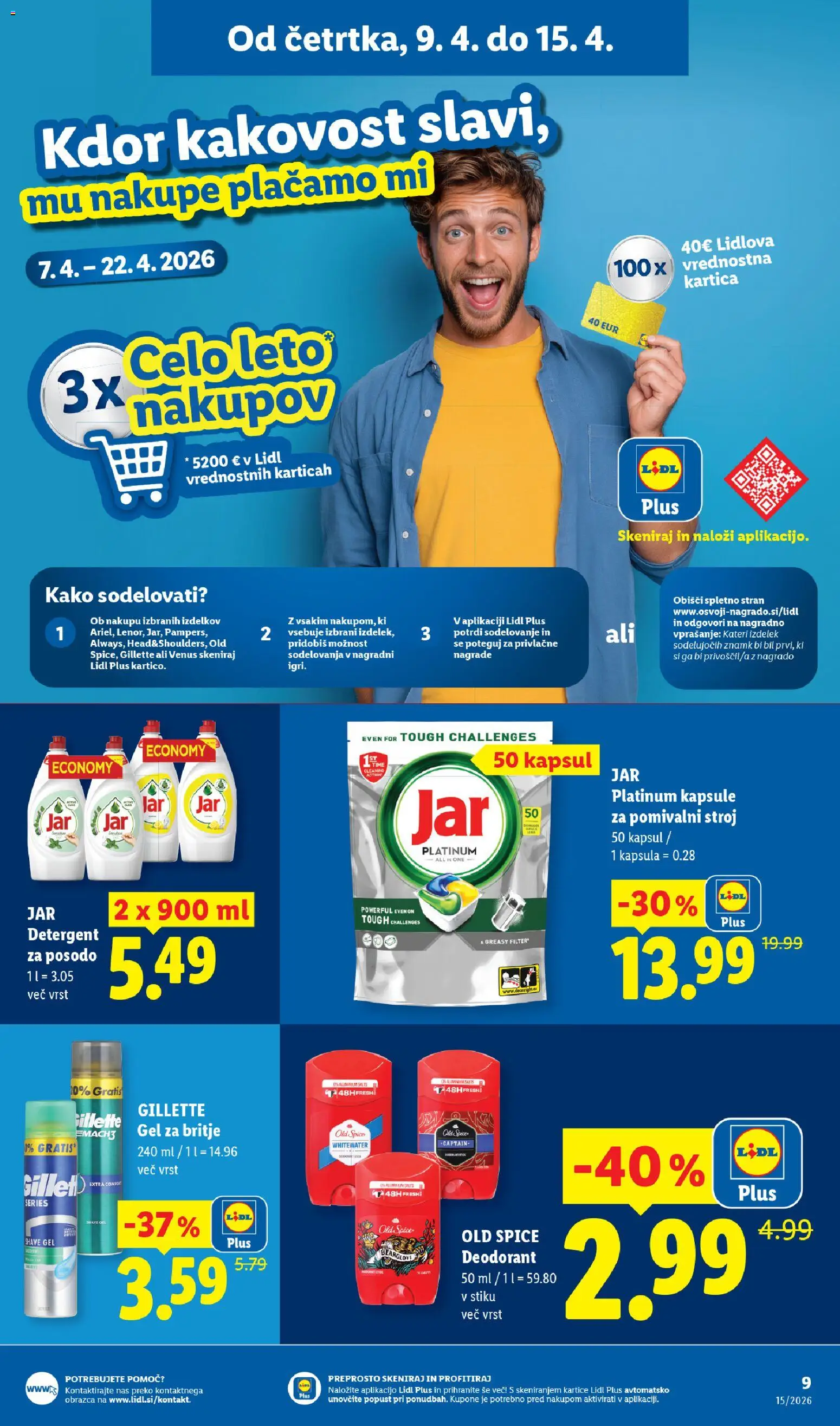 Novi Lidl katalog ponudbe – veljaven od 09.04.2026 | Stran: 9 | Izdelki: Gel za britje, Pomivalni stroj, Detergent, Kapsule za pomivalni stroj