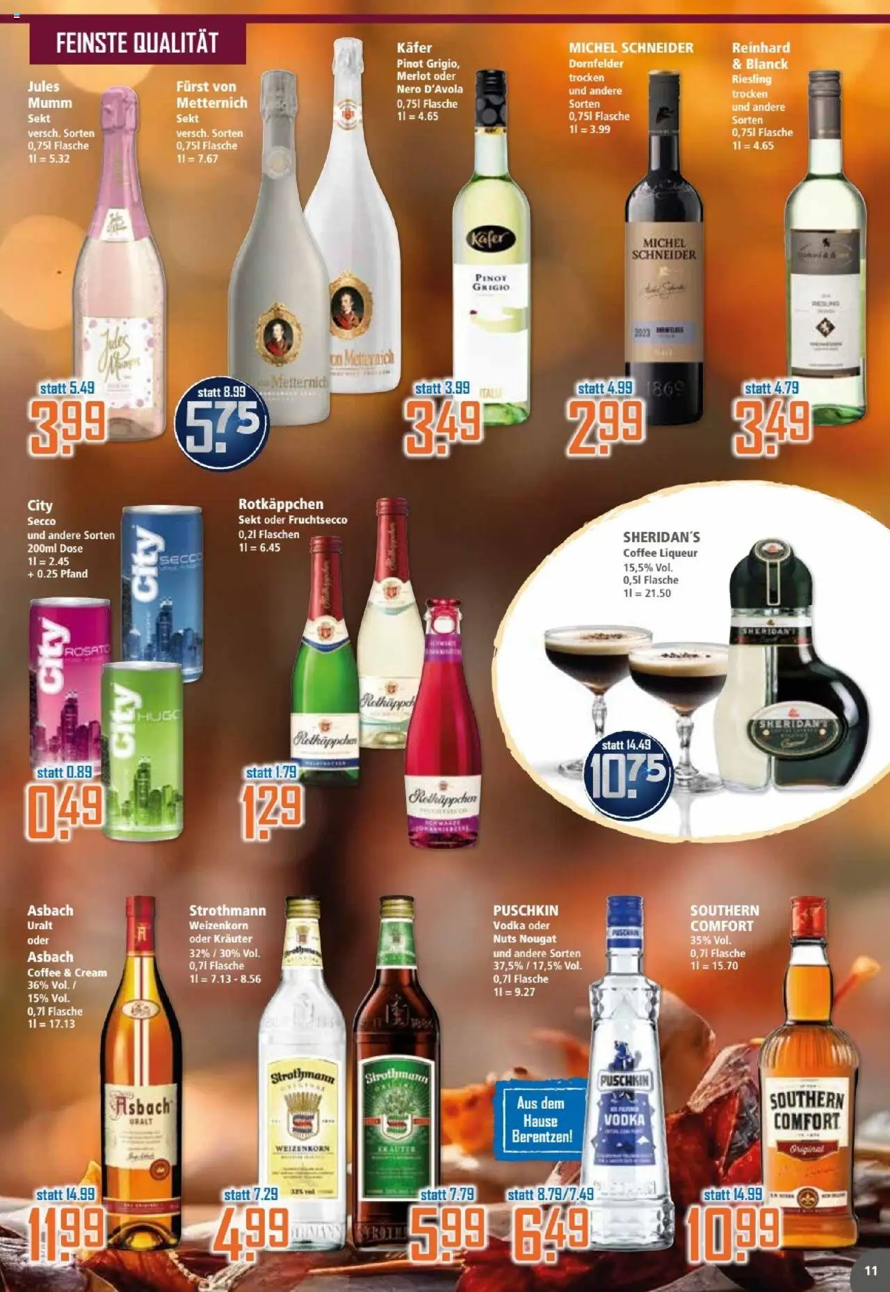 Klaas & Kock Prospekt – gültig ab 13.10.2025 | Seite: 11 | Produkte: Merlot, Fruchtsecco, Vodka, Asbach