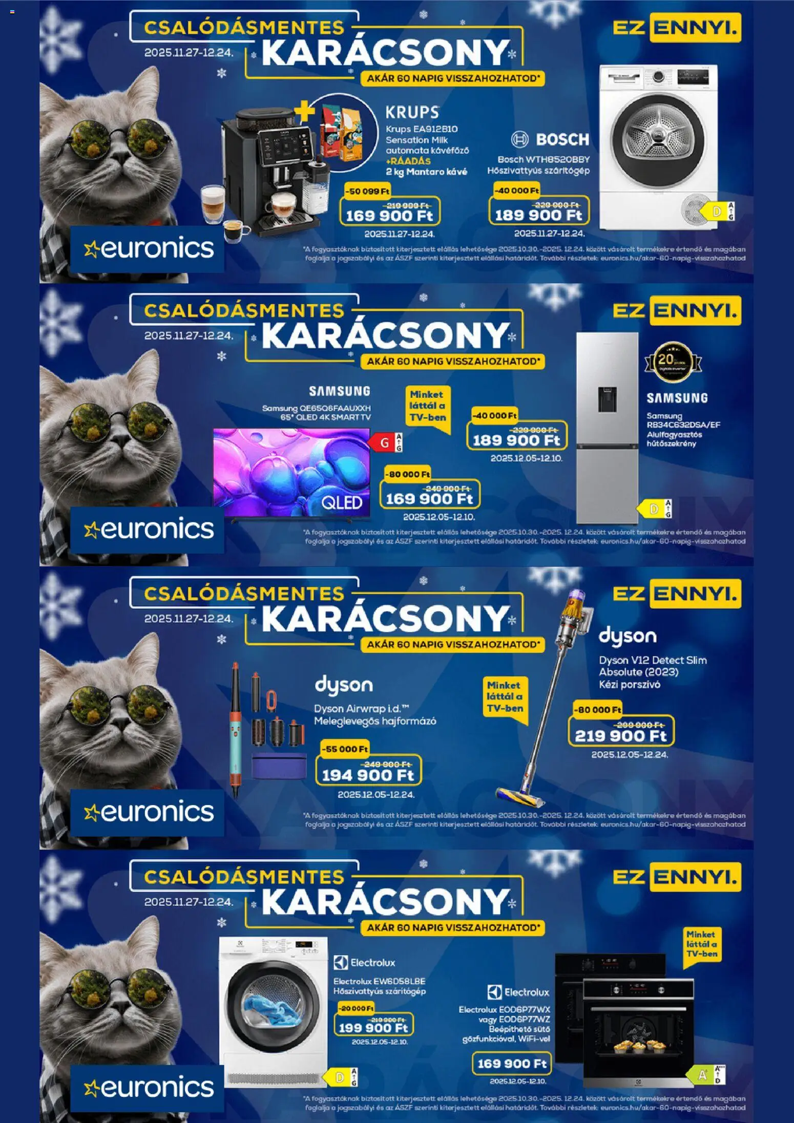 Euronics akciós ujság - amely érvényes a következő dátumtól: 27.11.2025 | Oldal: 1 | Termékek: Sütő, Kávéfőző, Samsung, Automata kávéfőző