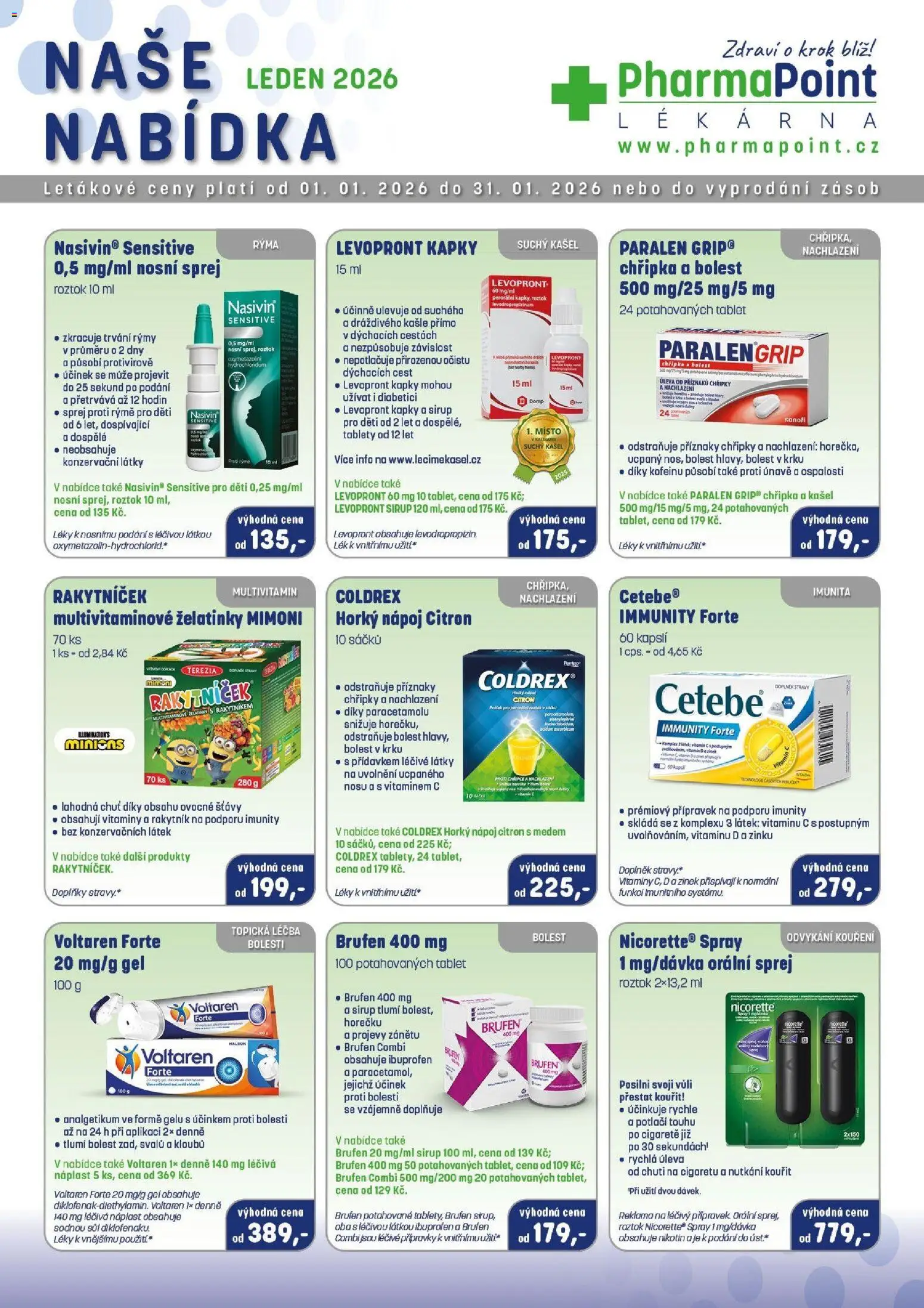 Pharmapoint leták od 01.01.2026 | Strana: 1 | Produkty: Vitamin c, Náplast, Tablet, Vitamíny