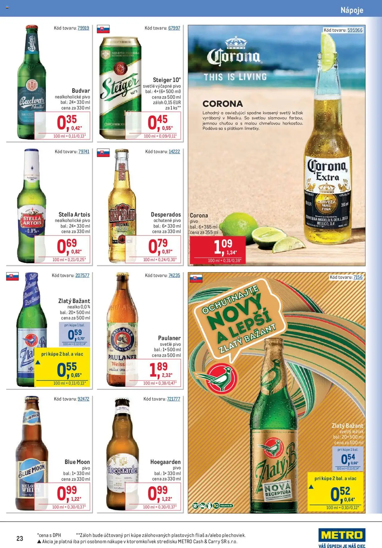 Metro gastronómia │ platný od 13.08.2025 | Strana: 23 | Produkty: Pivo, Desperados, Zlatý Bažant, Steiger