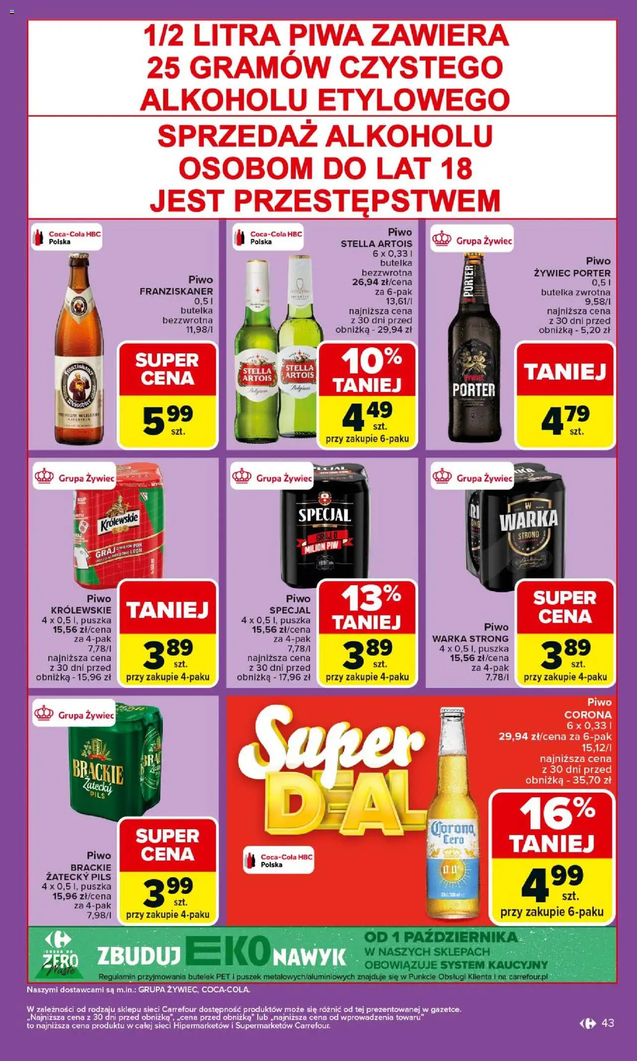 Carrefour Gazetka od 06.10.2025 | Strona: 43 | Produkty: Warka, Piwo