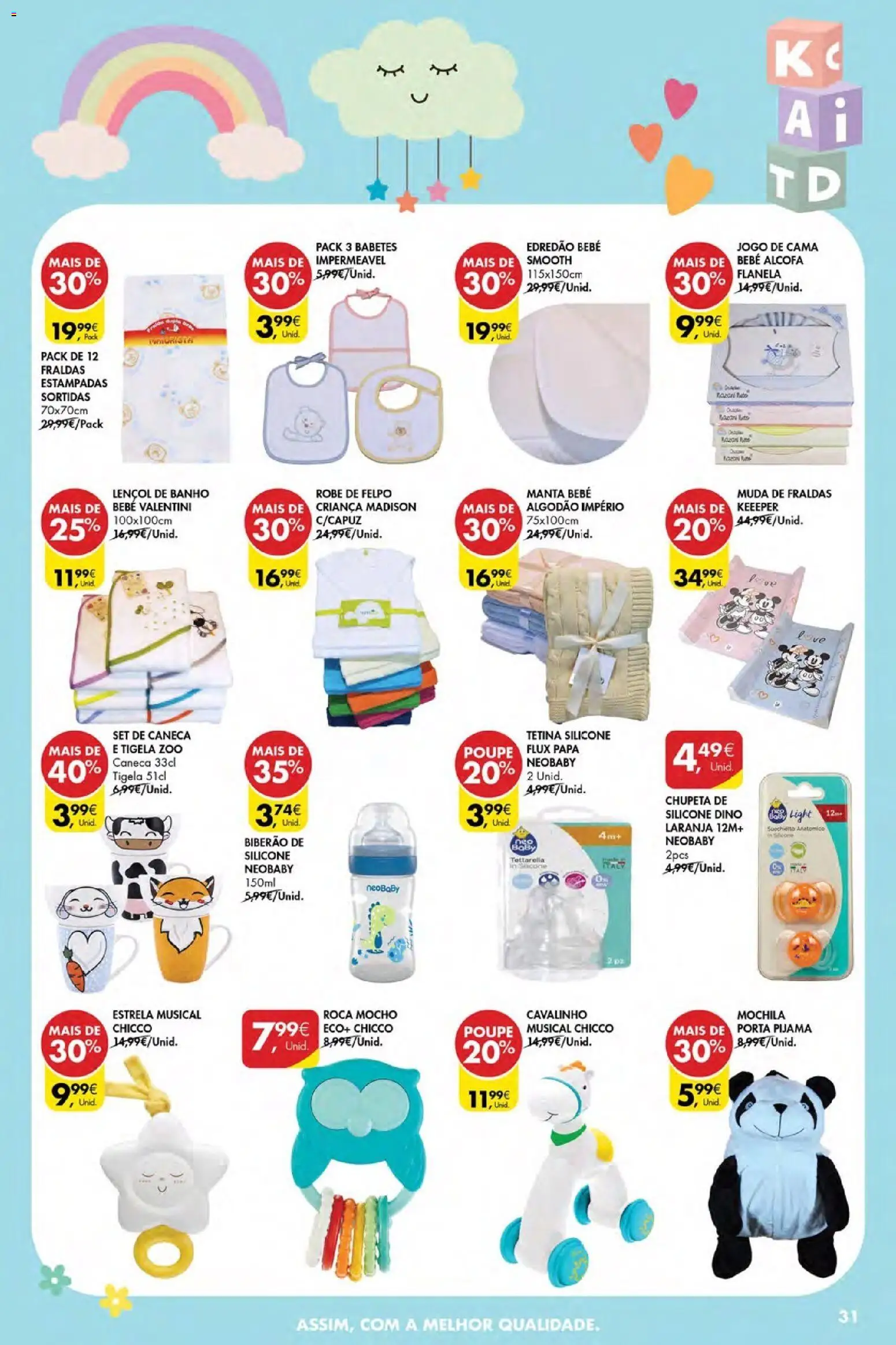 Pingo Doce Poupe Esta Semana Açores │ válido de 07.01.2026 | Página: 31 | Produtos: Robe, Biberão, Jogo de cama, Cama