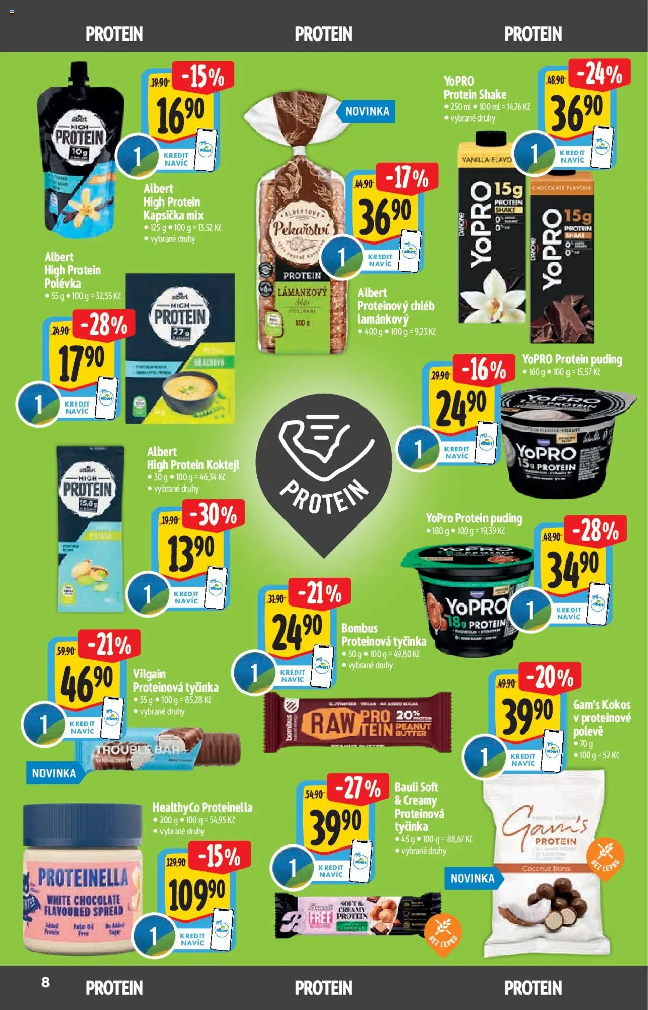 Albert leták - Supermarket - Bio od 03.09.2025 | Strana: 8 | Produkty: Chléb, Puding, Proteinový chléb, Protein
