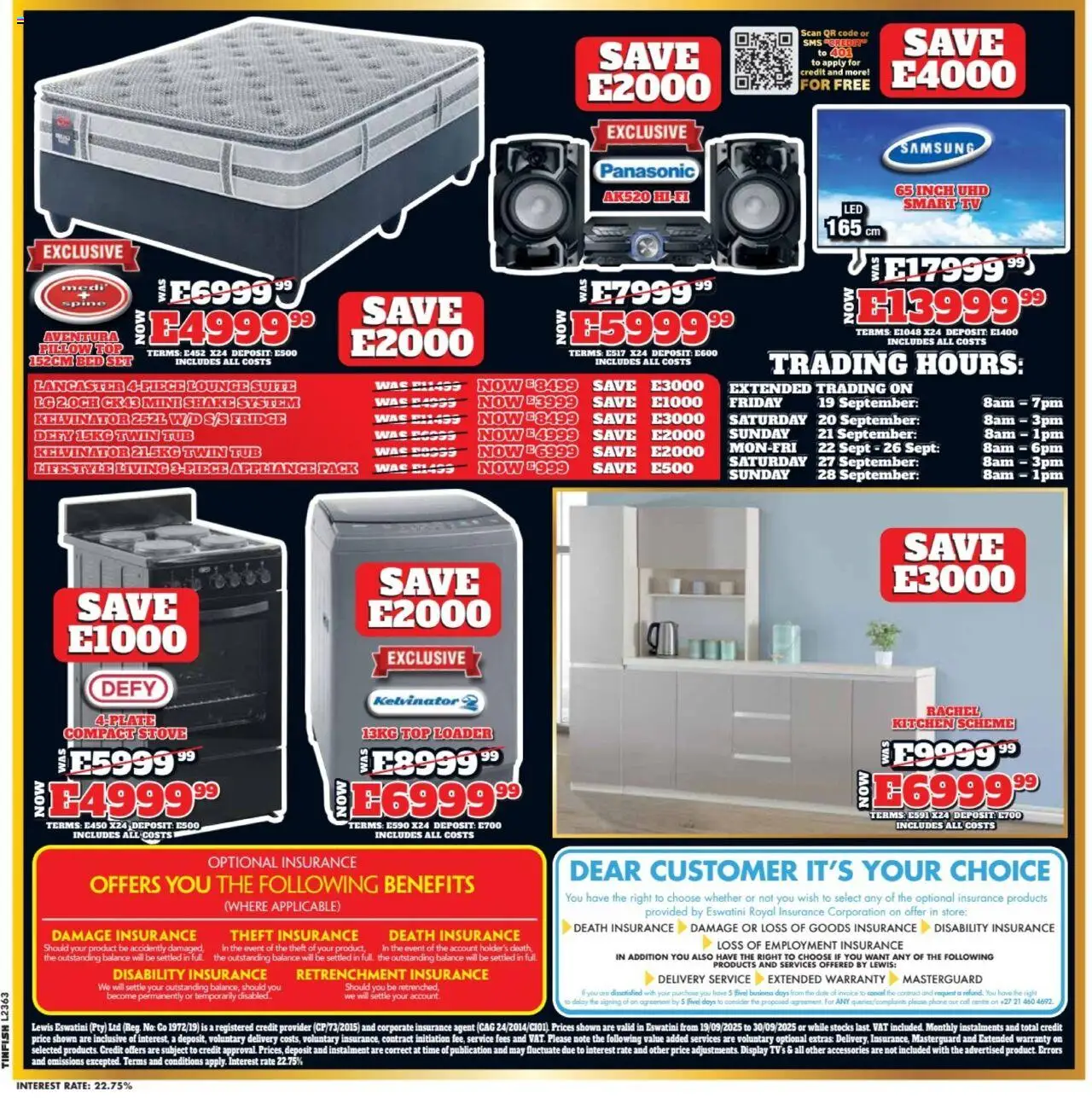 New Lewis Stores catalogue – valid from 19.09.2025 | Page: 3 | Products: Stove, Pillow, Fridge, Lounge suite