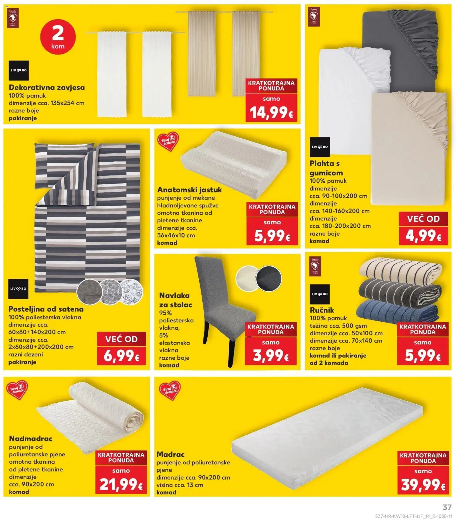 Kaufland katalog | vrijedi od 04.03.2026 | Stranica: 37 | Proizvodi: Madrac, Ručnik, Zavjesa, Plahta