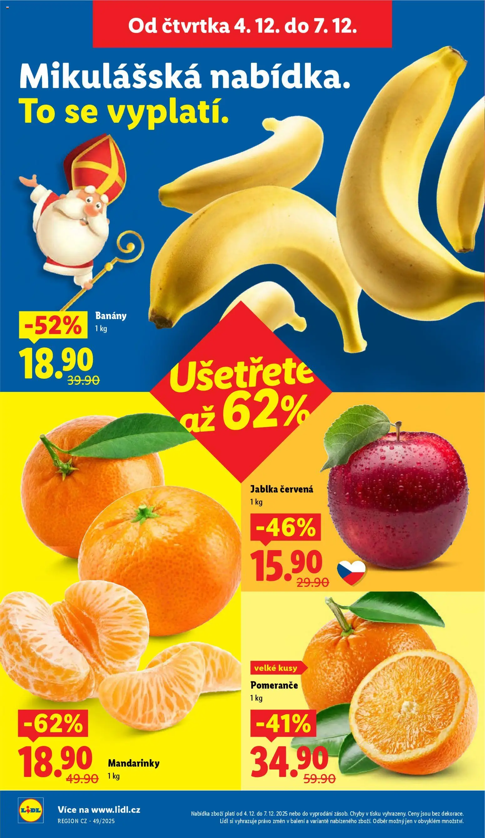 Lidl leták od 04.12.2025 | Strana: 10 | Produkty: Jablka, Pomeranče, Banány, Mandarinky
