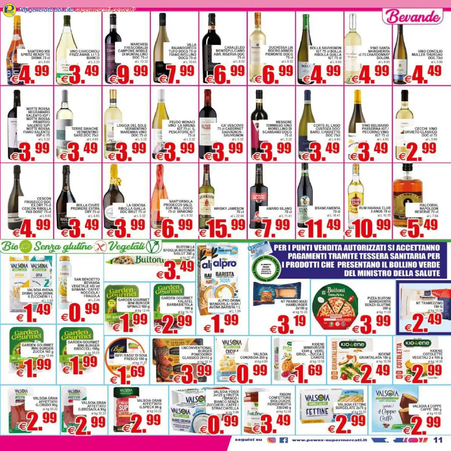 Volantino Pewex del 17.04.2026 | Pagina: 11 | Prodotti: Prosecco, Spinaci, Falafel, Amaro