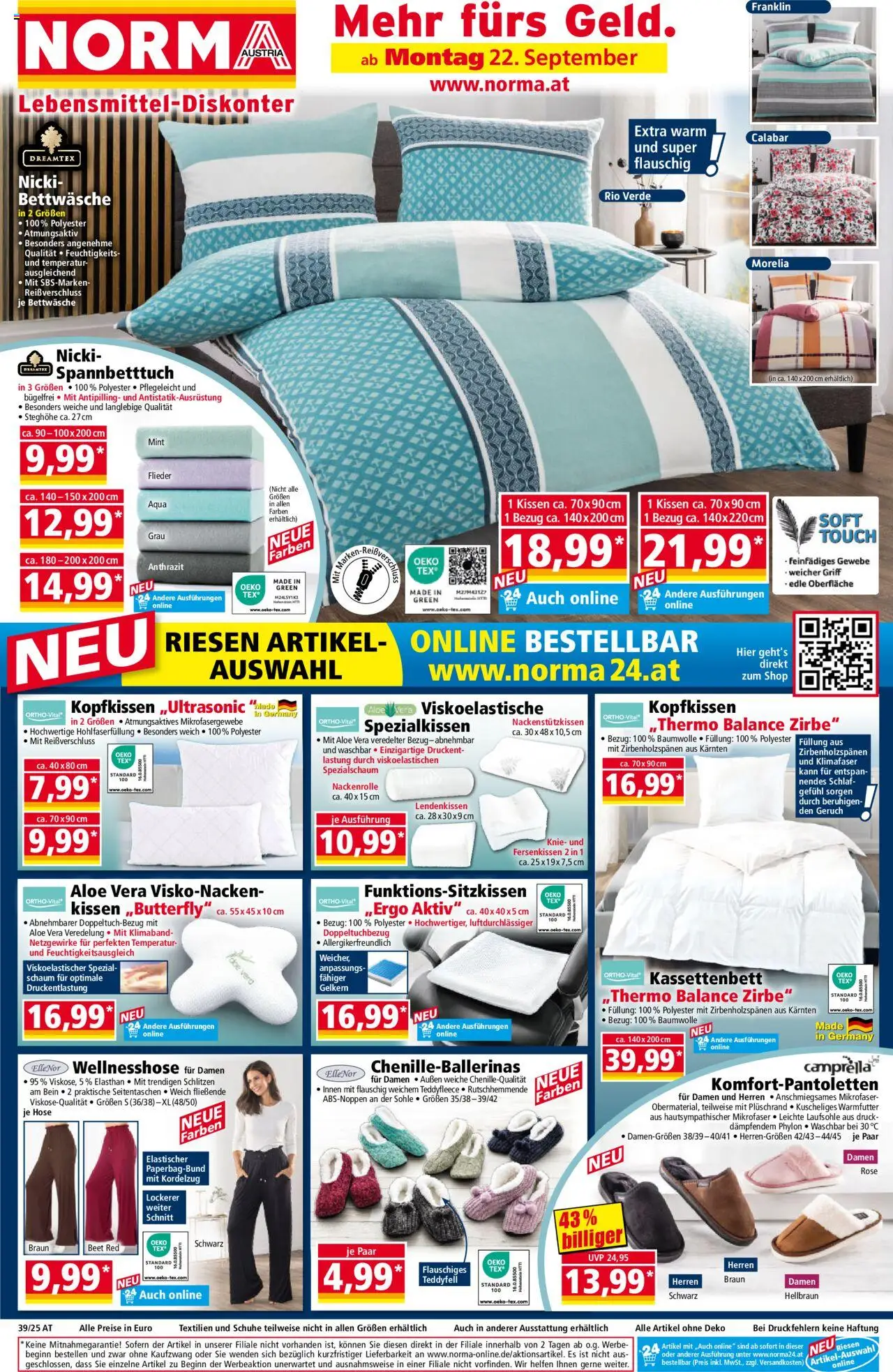 Norma Flugblatt gültig ab 22.09.2025 | Seite: 1 | Produkte: Hose, Kissen