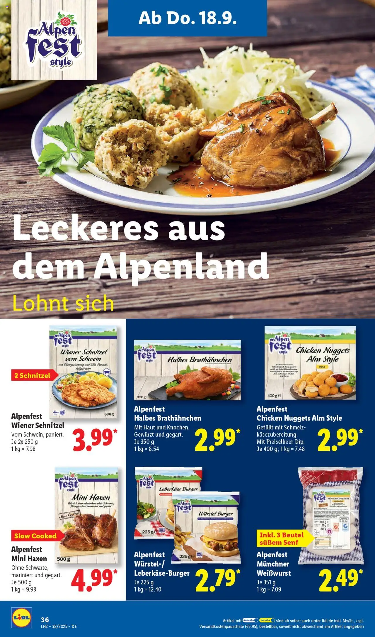 Lidl Prospekt Aarbergen – gültig ab 15.09.2025 | Seite: 52 | Produkte: Burger, Weißwurst, Schnitzel, Leberkase