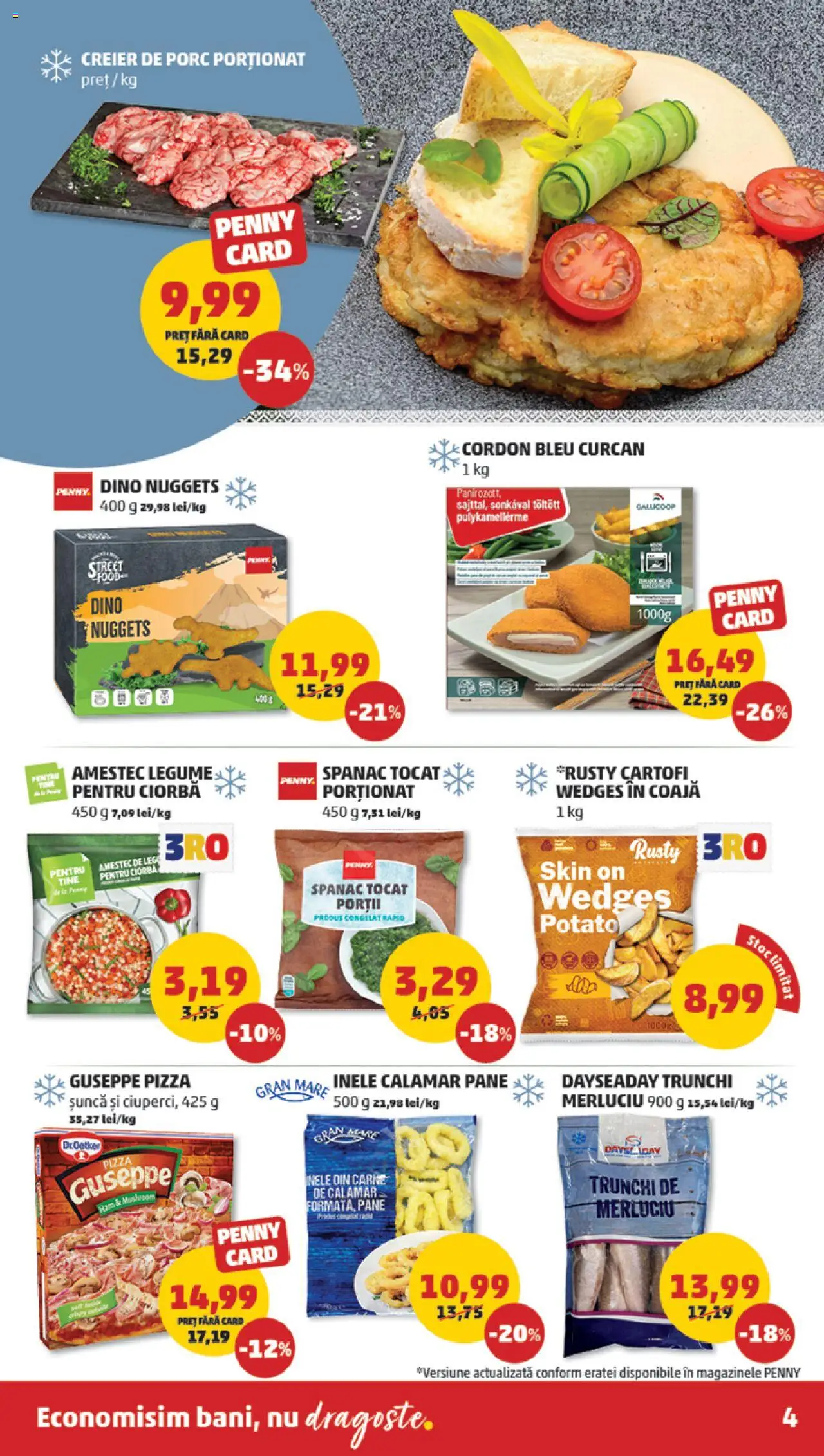 Noul catalog PENNY – valabil de la 08.10.2025 | Pagină: 4 | Produse: Cordon bleu, Pizza, Cartofi, Legume