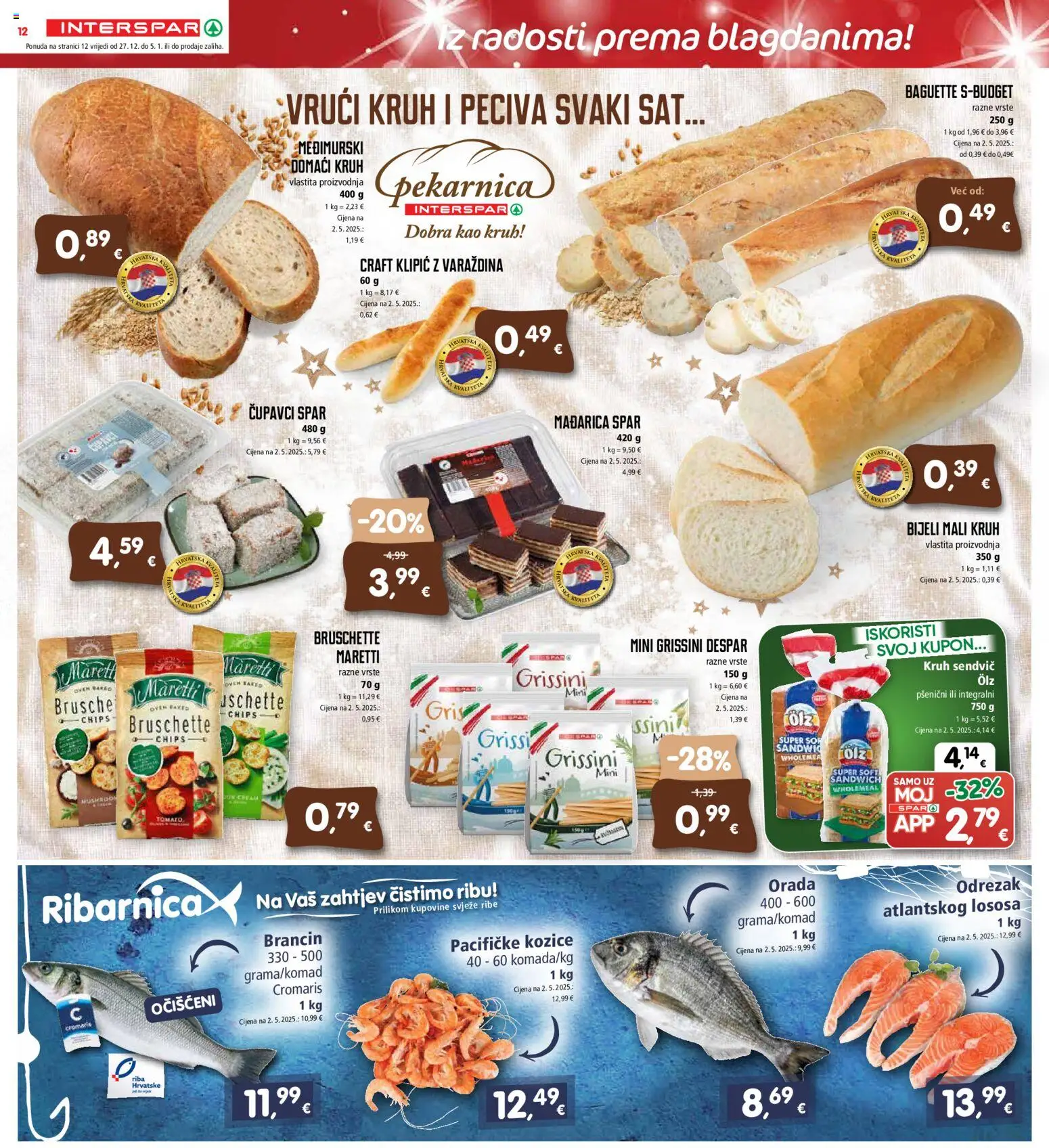Interspar katalog | vrijedi od 27.12.2025 | Stranica: 12 | Proizvodi: Kruh, Riba, Brancin, Sat