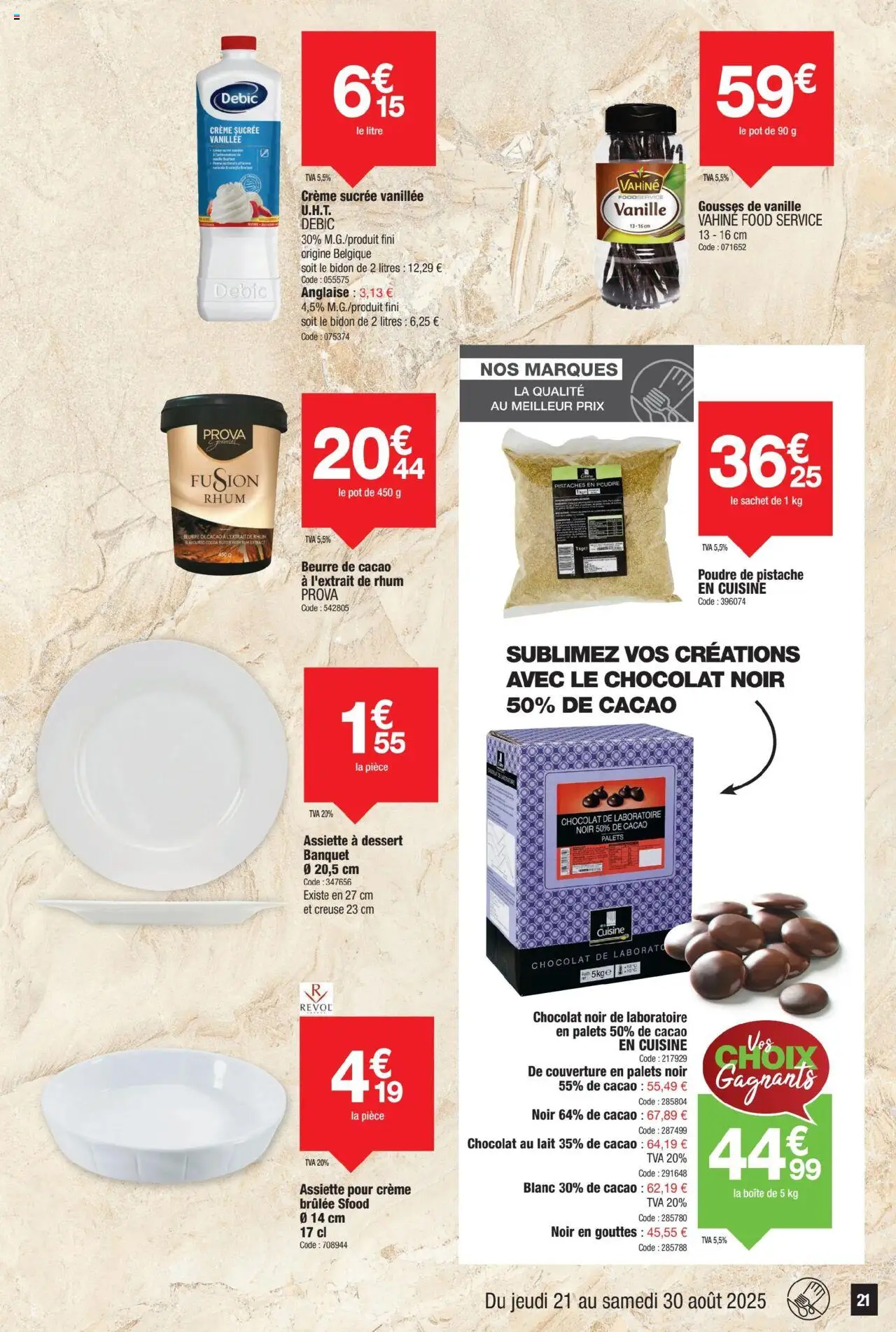  | Page: 21 | Produits: Poudre, Pistaches, Beurre, Crème