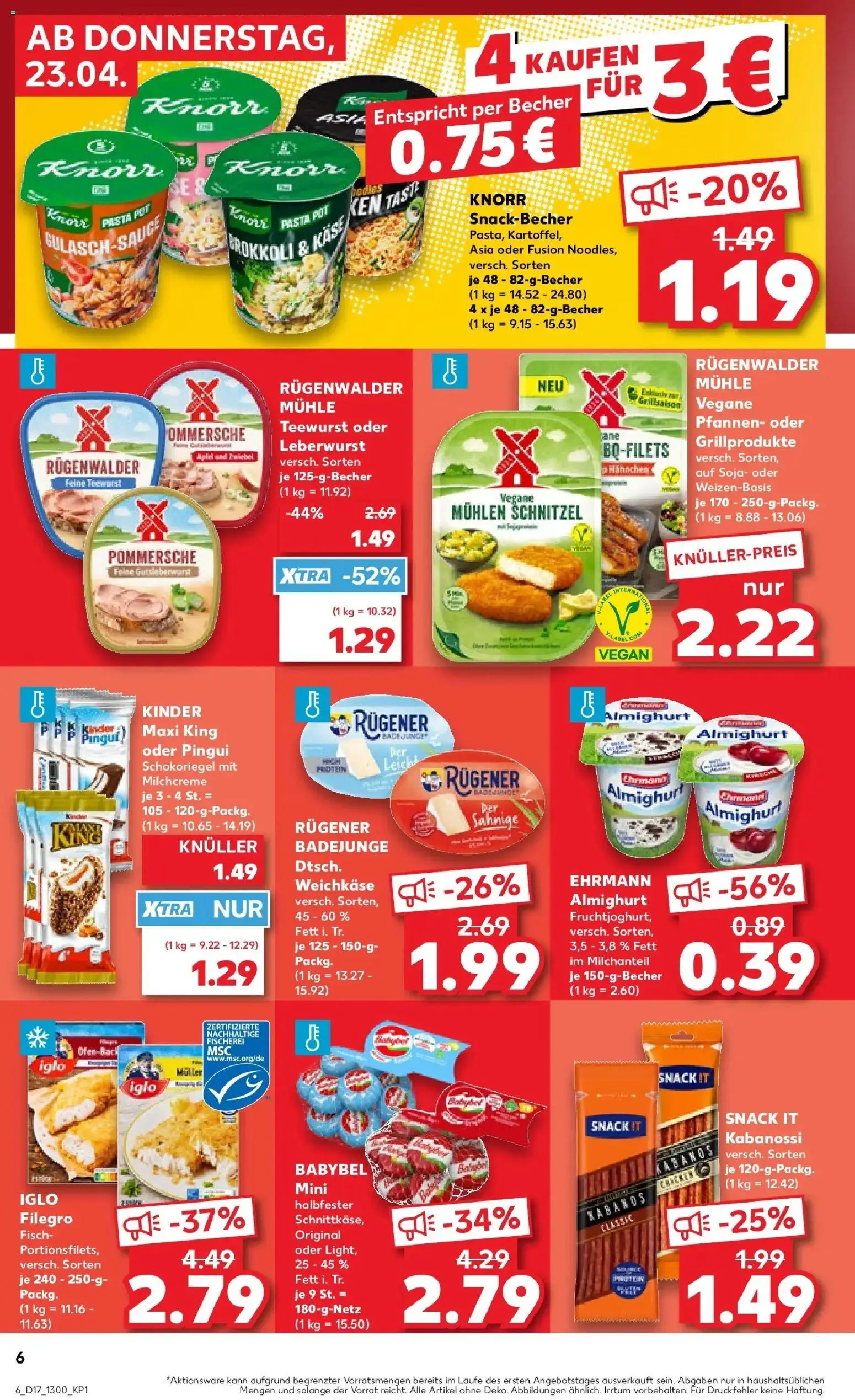 Kaufland Prospekt Beckum	 – gültig ab 23.04.2026 | Seite: 6 | Produkte: Käse, Knorr, Brokkoli, Pasta