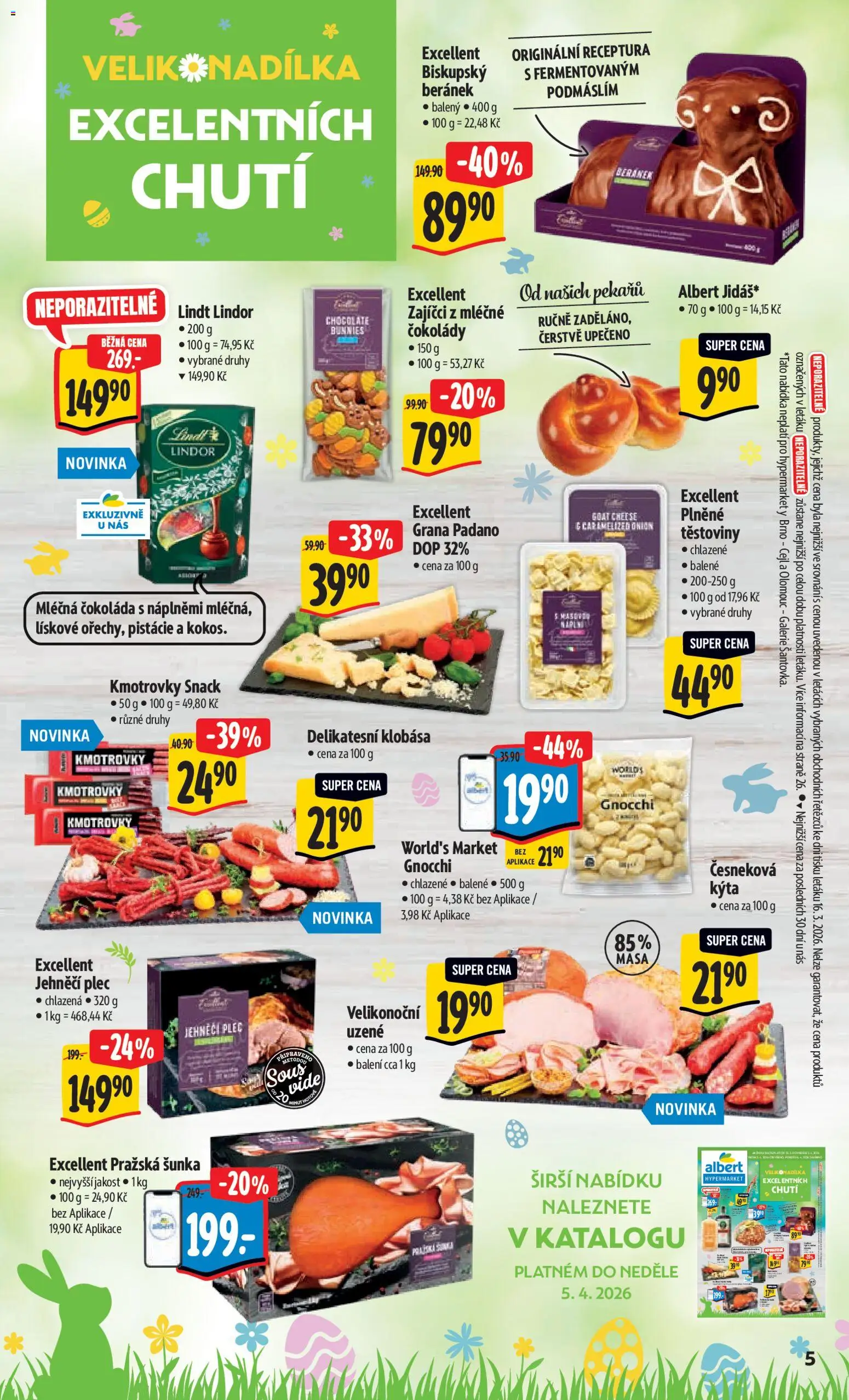 Albert leták - Hypermarket od 01.04.2026 | Strana: 11 | Produkty: Lindor, Šunka, Klobása, Gnocchi