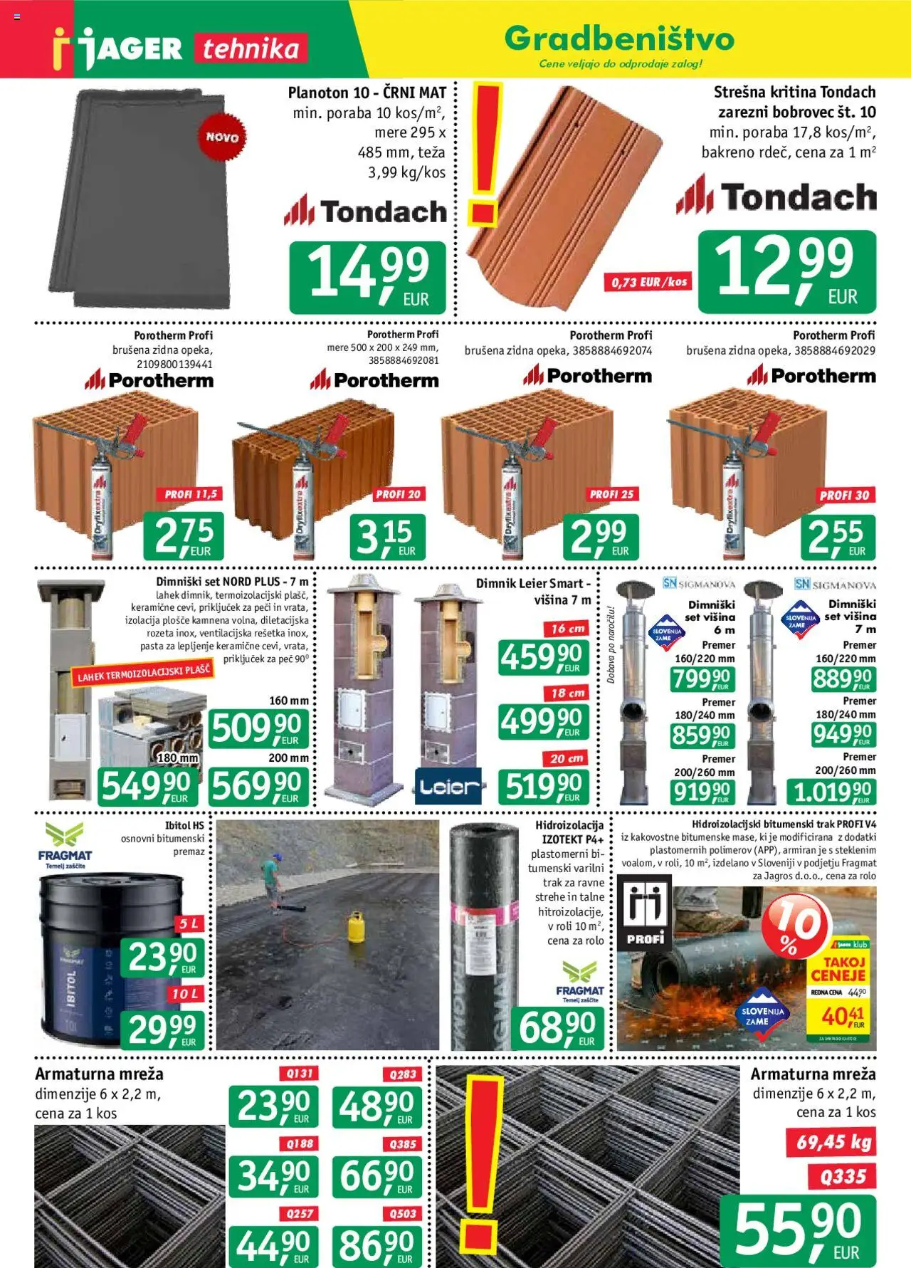 Novi Jager katalog ponudbe – veljaven od 10.09.2025 | Stran: 9 | Izdelki: Teza, Rolo, Kos, Plasc