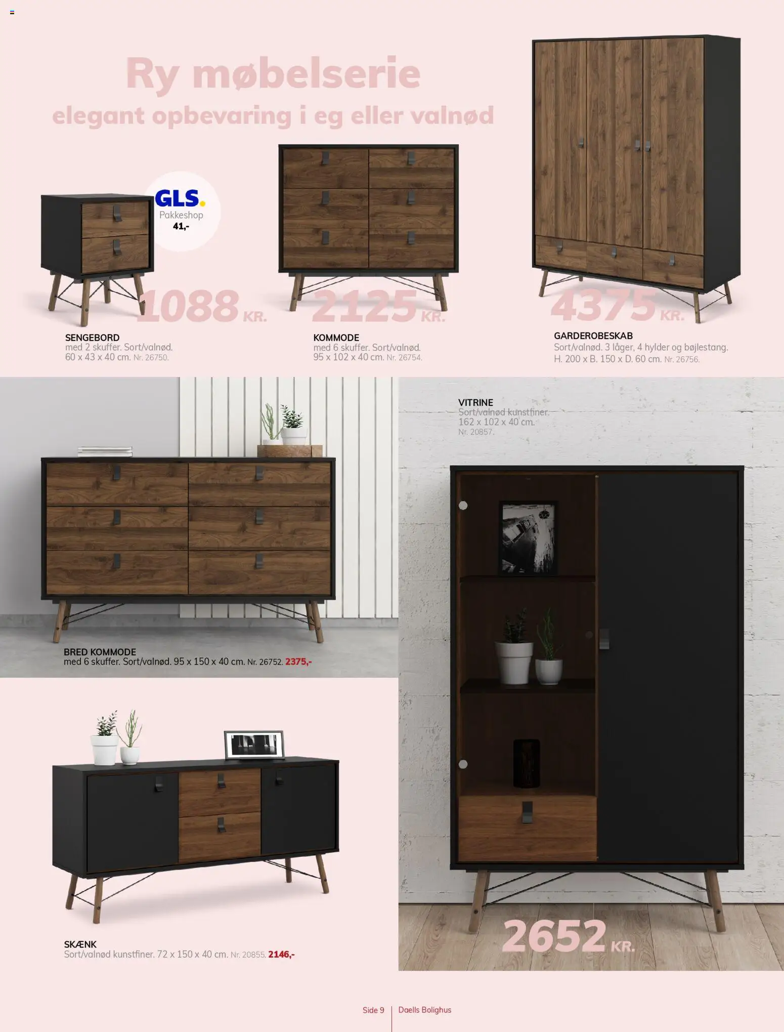 Daells Bolighus tilbudsavis – gyldig fra 11.02.2026 | Side: 9 | Produkter: Kommode, Sengebord, Skænk, Vitrine
