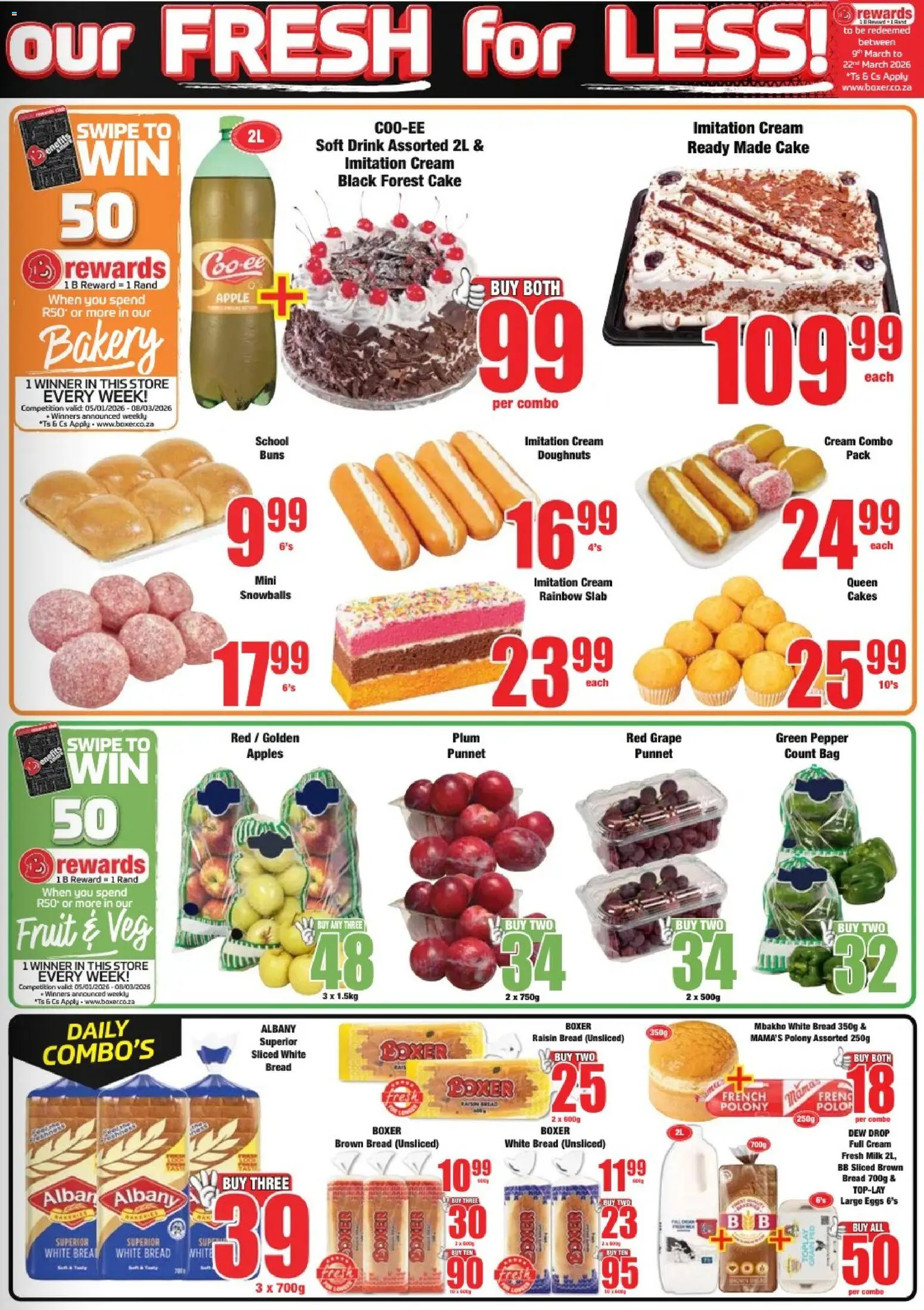 New Boxer catalogue – valid from 23.02.2026 | Page: 3 | Products: Buns, Eggs, Bread, Polony