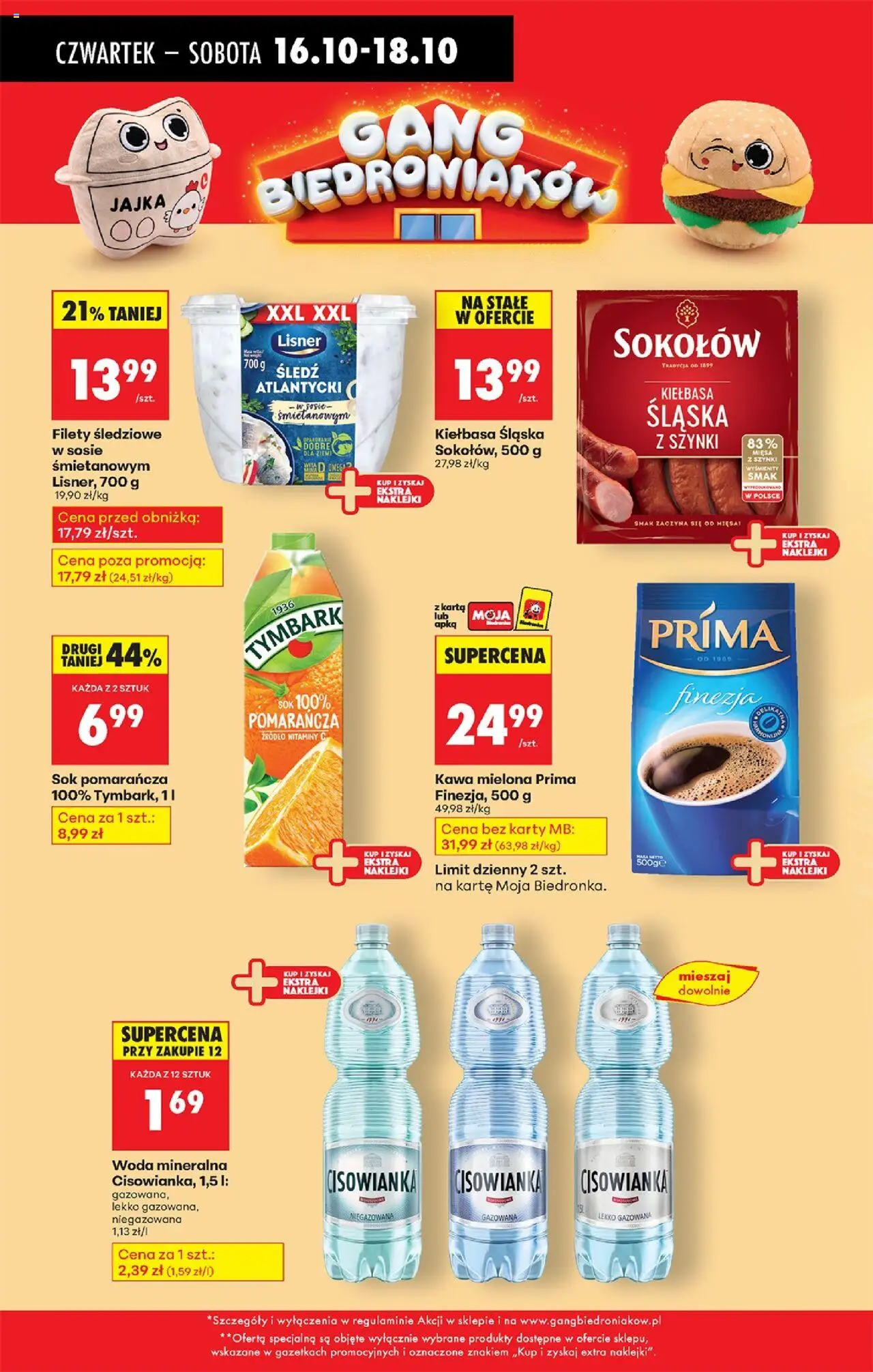 Biedronka gazetka - Oferta w tym tygodniu od 16.10.2025 | Strona: 42 | Produkty: Kiełbasa, Naklejki, Kawa, Woda